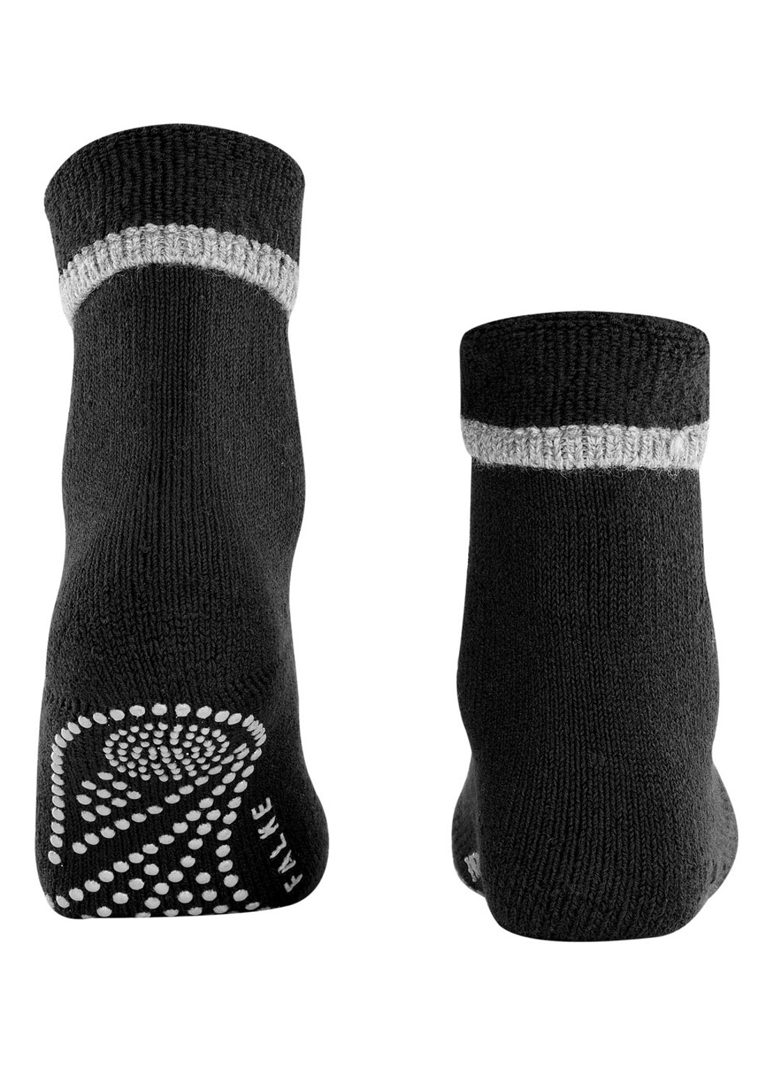 Falke Cuddle Pads sokken in wolblend met anti-slip - detail zwart