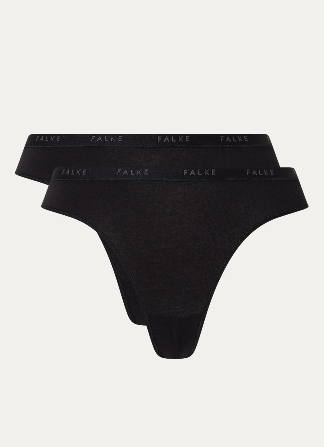 Falke Daily Comfort string met logoband in 2-pack - voorkant 4 zwart