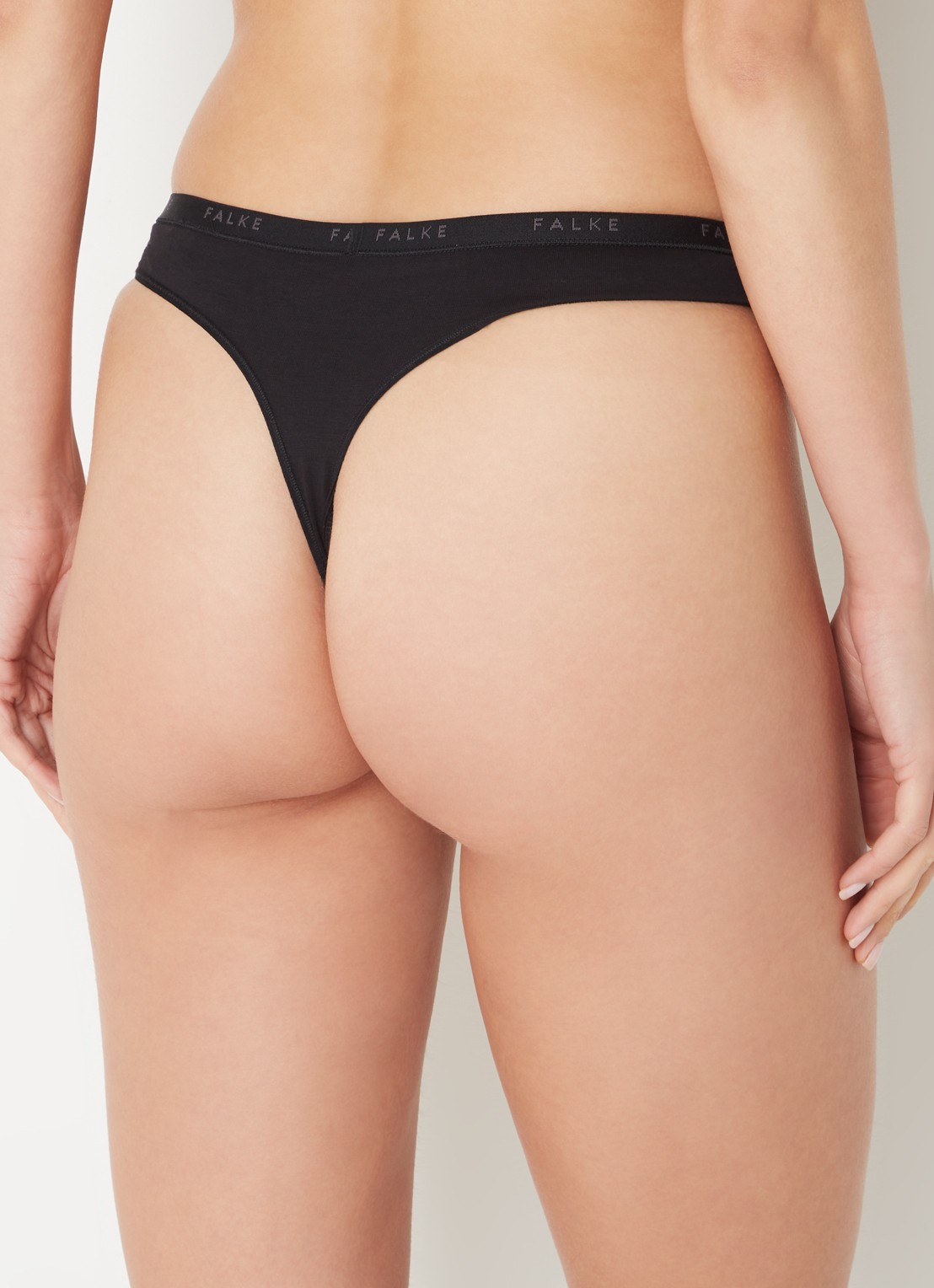 Falke Daily Comfort string met logoband in 2-pack - achterkant 3 zwart