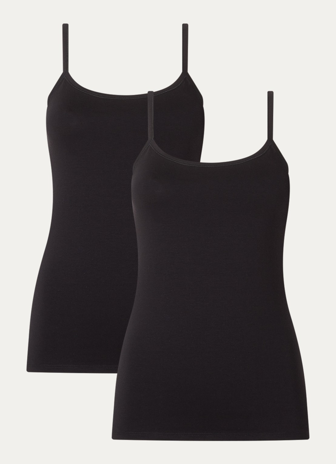 Falke Daily Comfort tanktop met verstelbare bandjes in 2-pack - voorkant zwart
