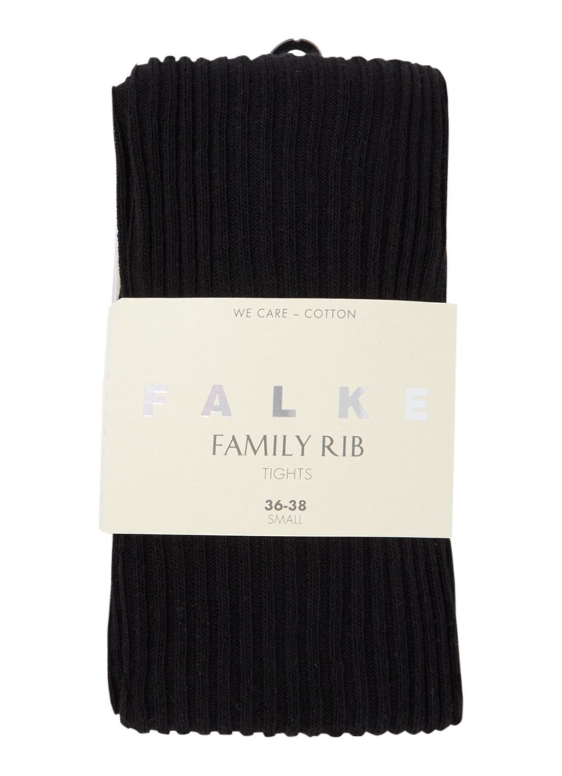 Falke Family ribgebreide maillot van katoen - voorkant 3 zwart