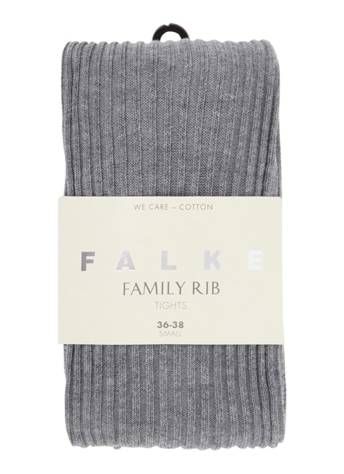 Falke Family ribgebreide maillot van katoen - voorkant 3 lichtgrijs