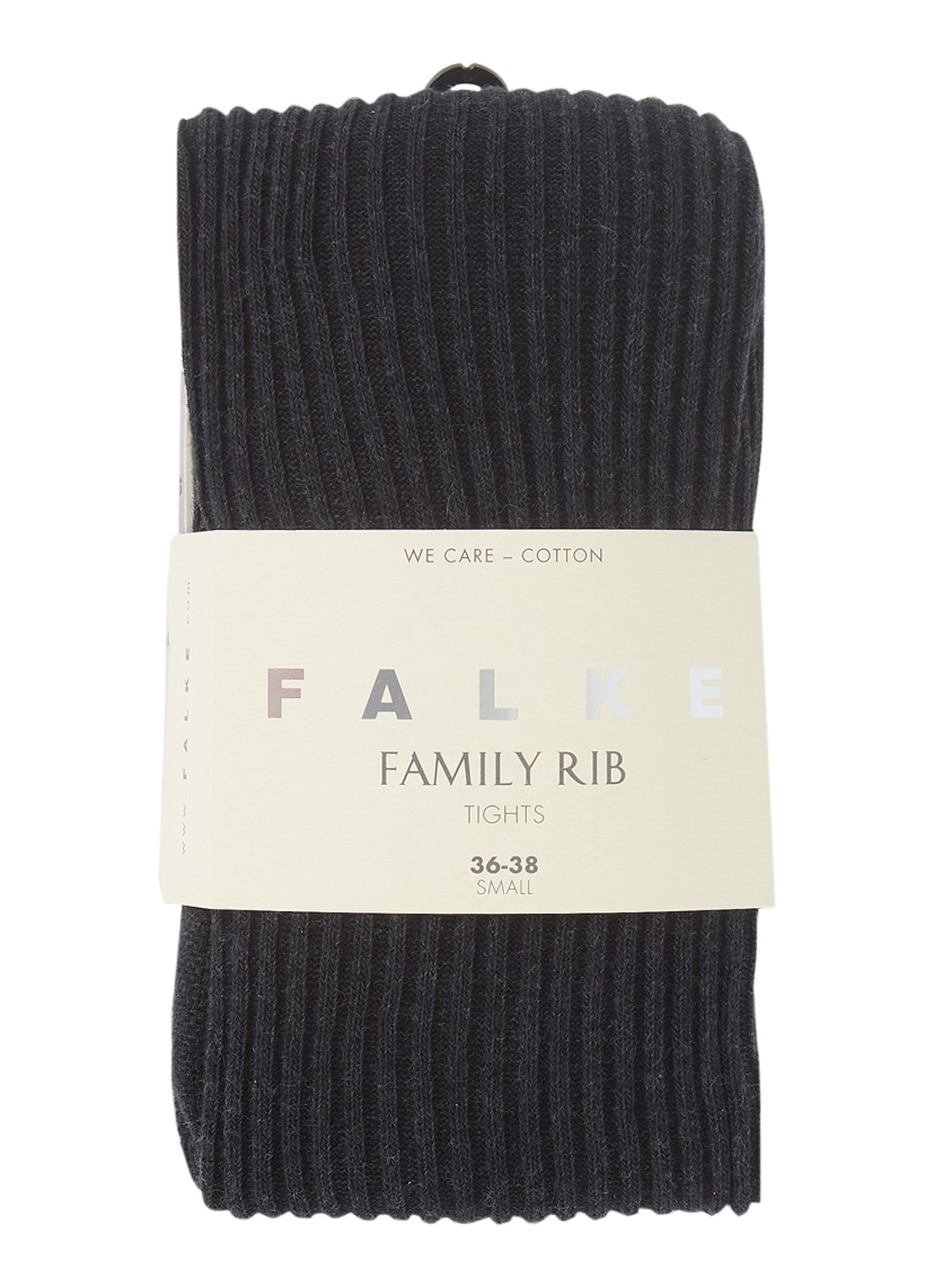 Falke Family ribgebreide maillot van katoen - voorkant antraciet