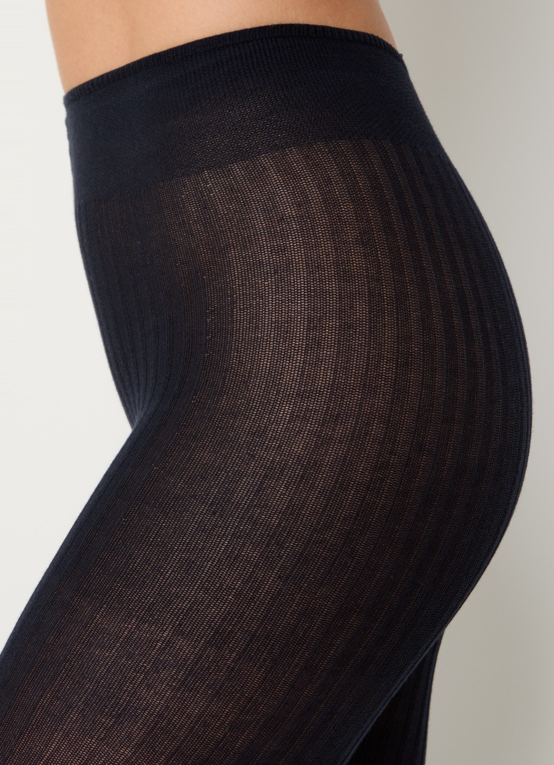 Falke Family ribgebreide maillot van katoen - detail 2 donkerblauw