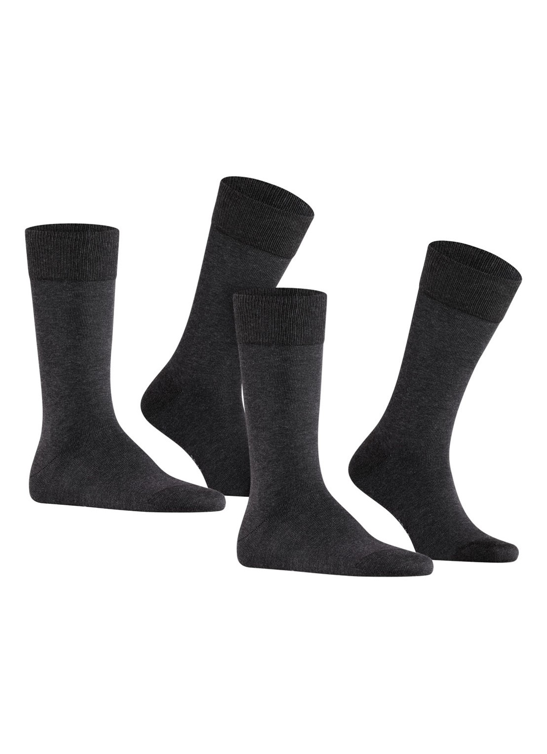 Falke Happy sokken in 2-pack - voorkant 6 antraciet