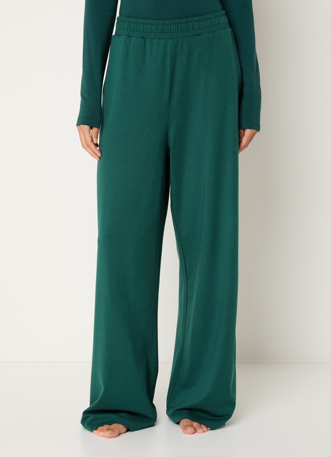 Falke High waist loose fit broek met stretch - detail 4 groen