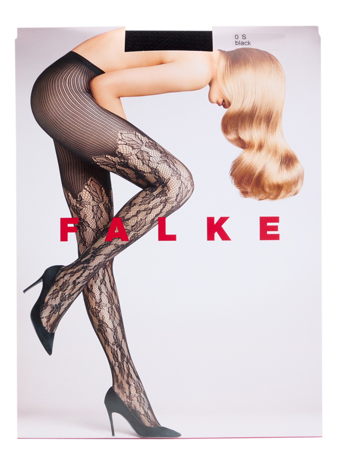 Falke Holy netpanty met opengewerkt dessin - voorkant zwart