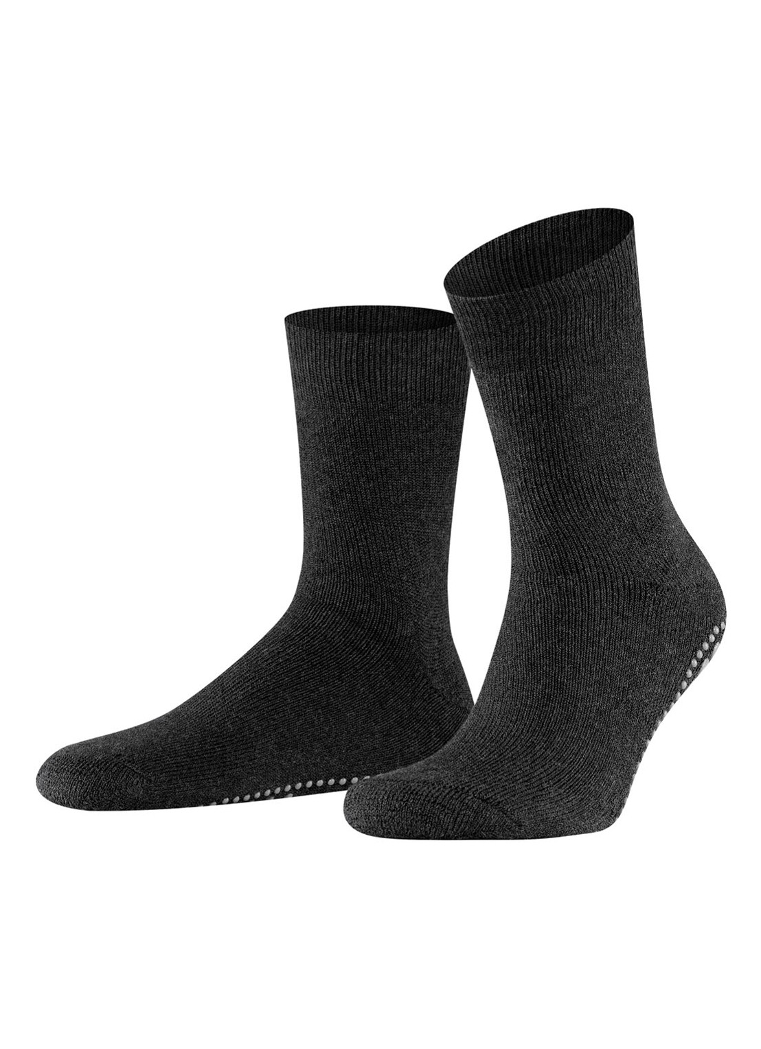 Falke Homepads huissokken in wolblend met anti-slip - voorkant antraciet