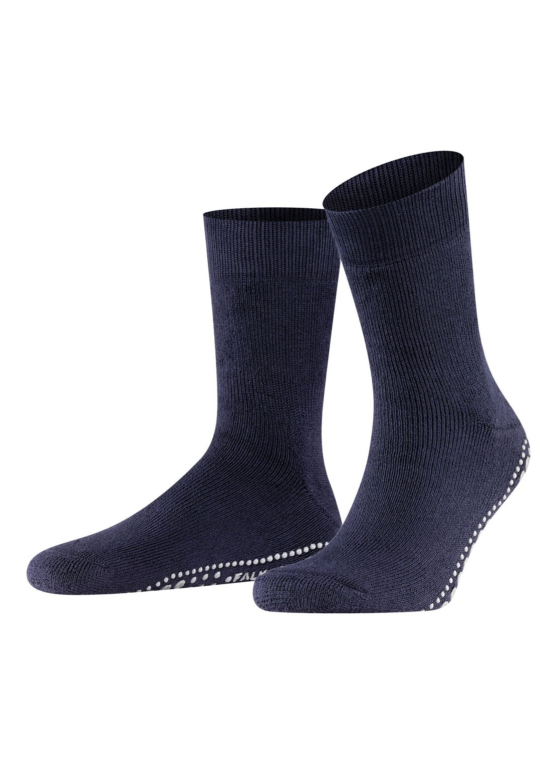 Falke Homepads huissokken in wolblend met anti-slip - voorkant donkerblauw