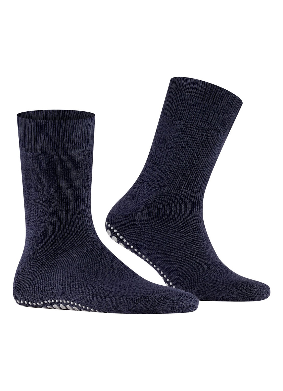Falke Homepads huissokken in wolblend met anti-slip - voorkant 2 donkerblauw