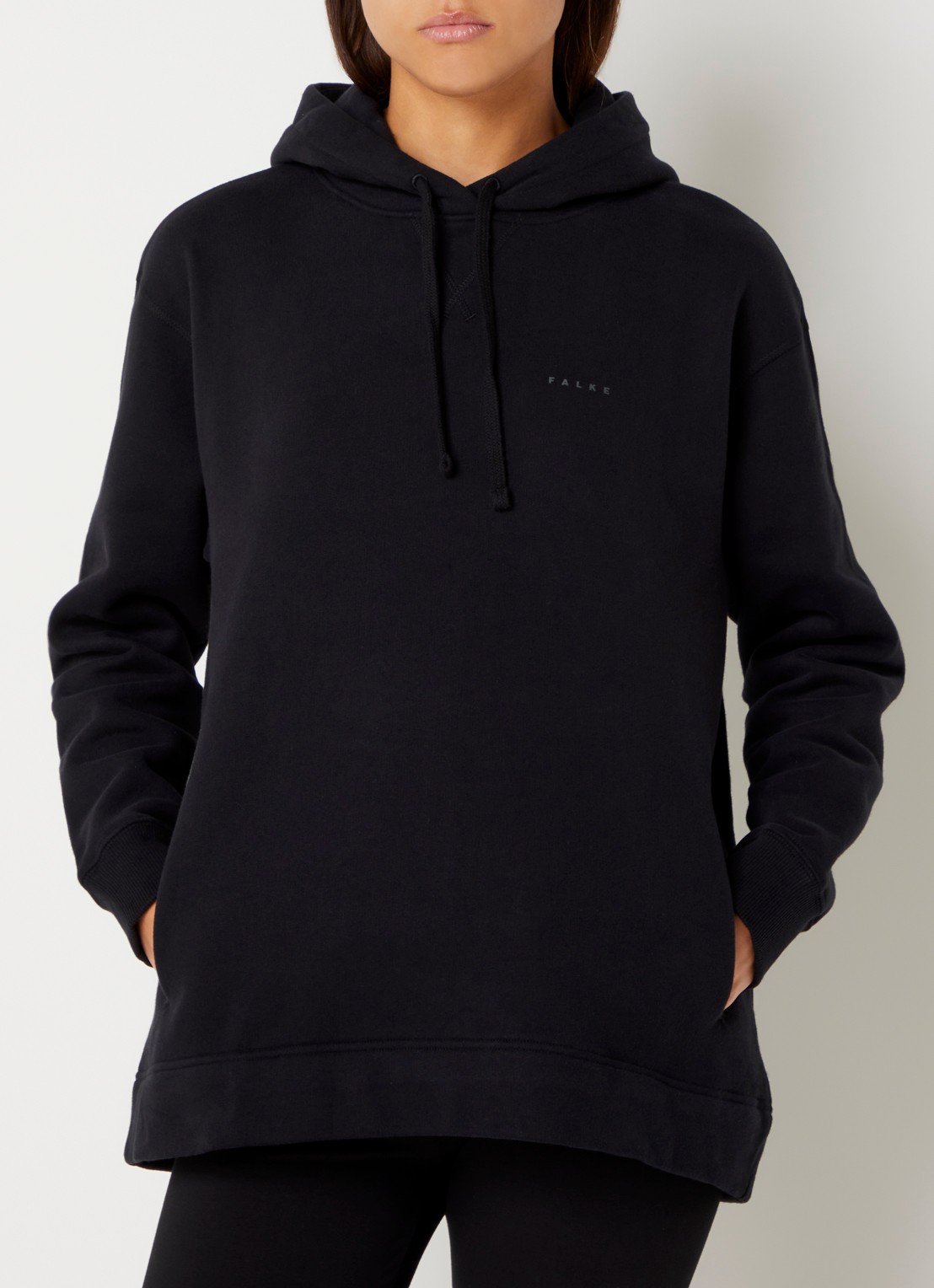Falke Hoodie met logoprint - detail zwart