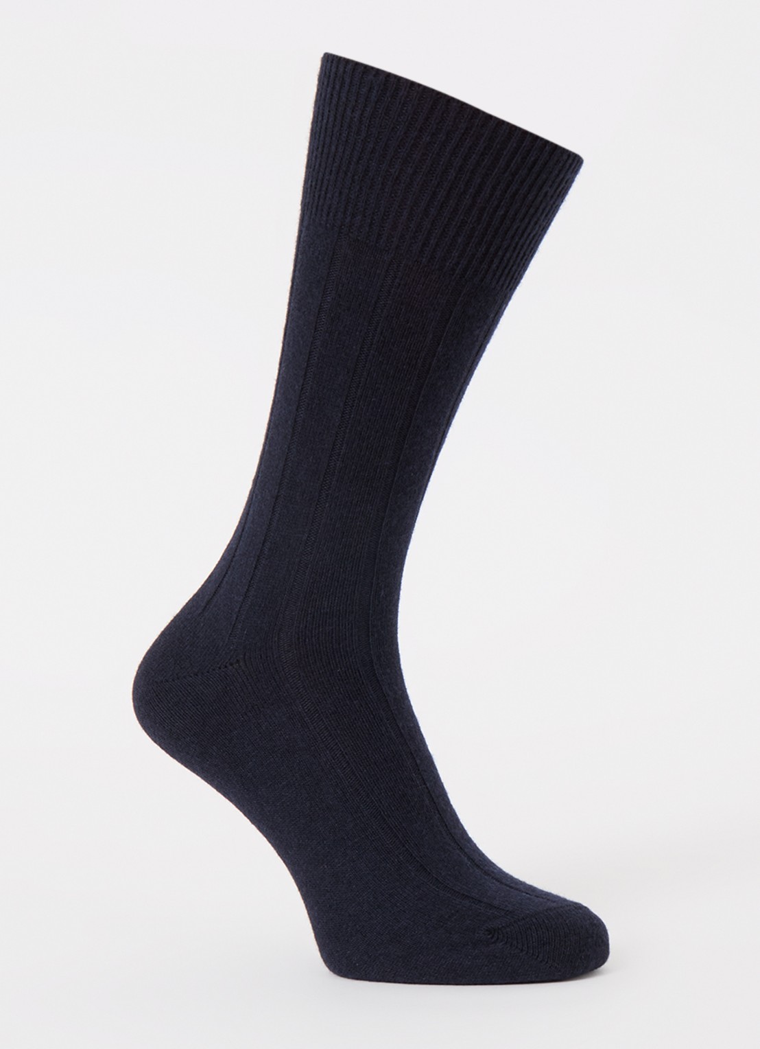 Falke Lhasa Rib sokken in kasjmierblend - voorkant donkerblauw