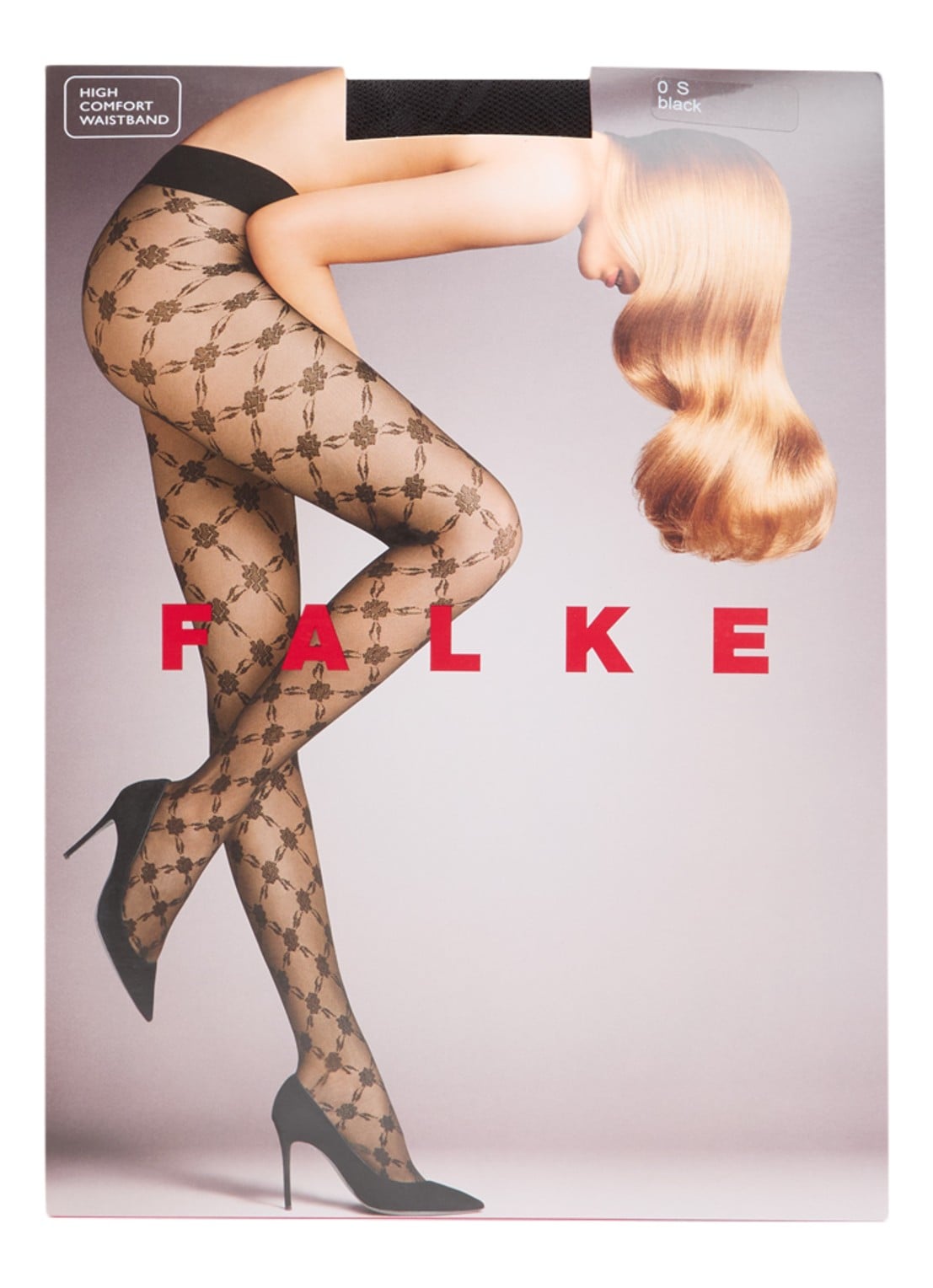 Falke Panty met logoprint in 20 denier - voorkant zwart