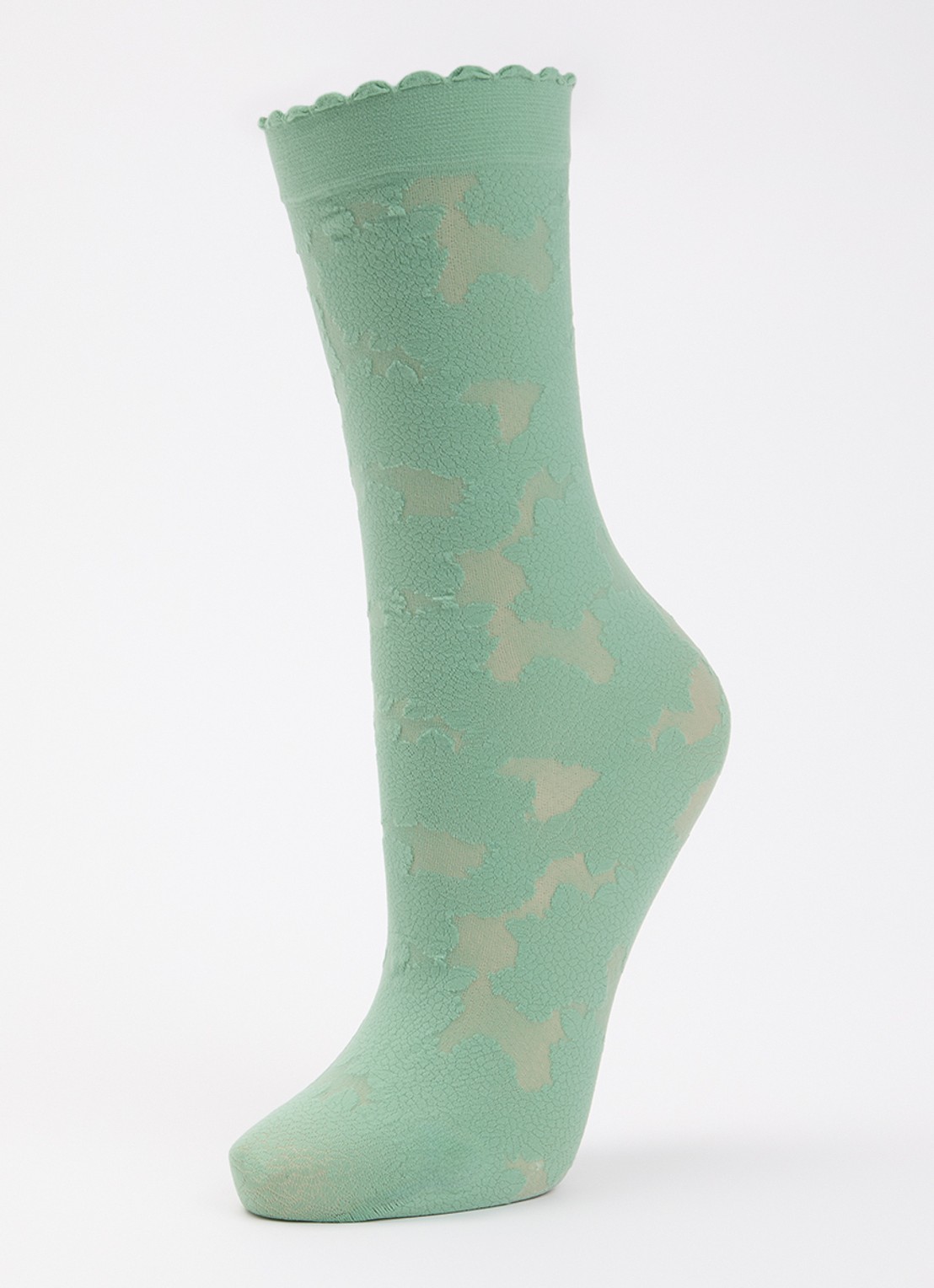 Falke Pantysokken in 20 denier met bloemenprint - detail mint