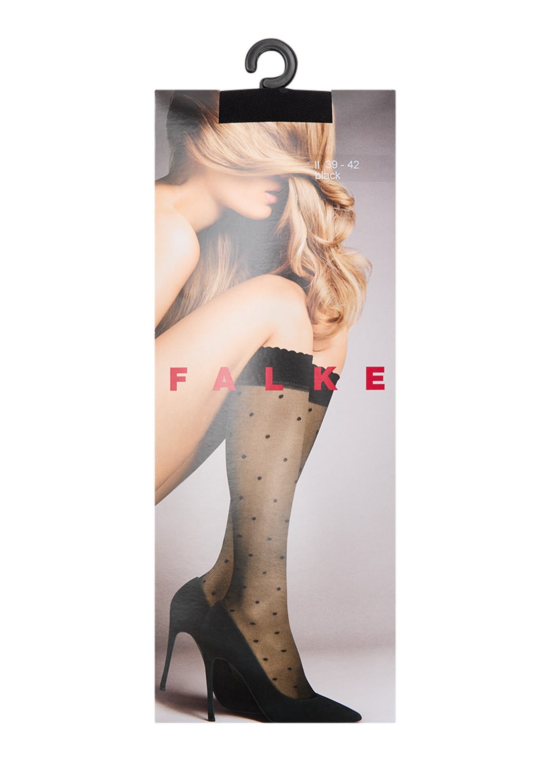 Falke Pantysokken met stippenprint in 15 den - voorkant zwart