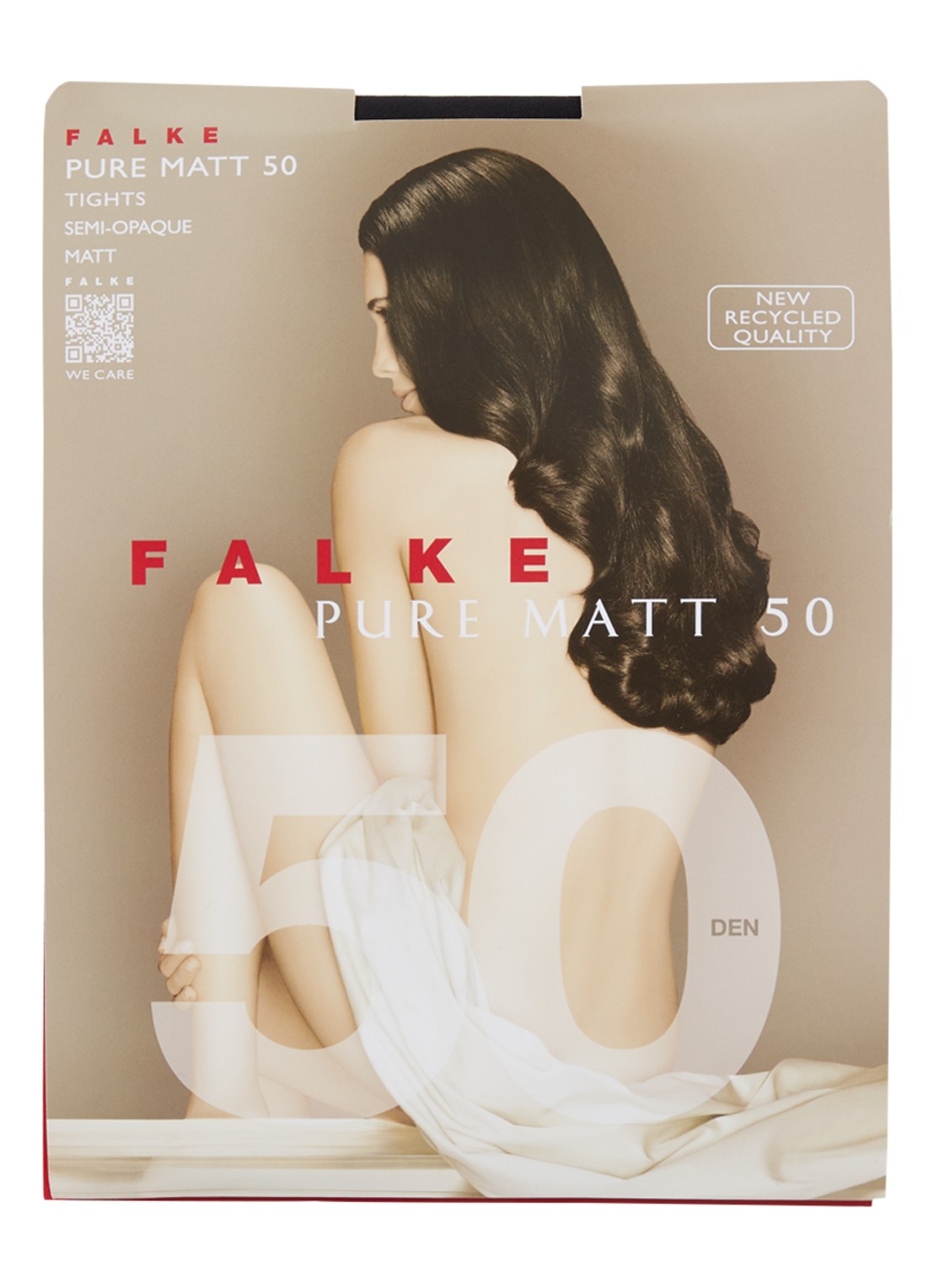 Falke Pure Matt panty in 50 denier - voorkant zwart