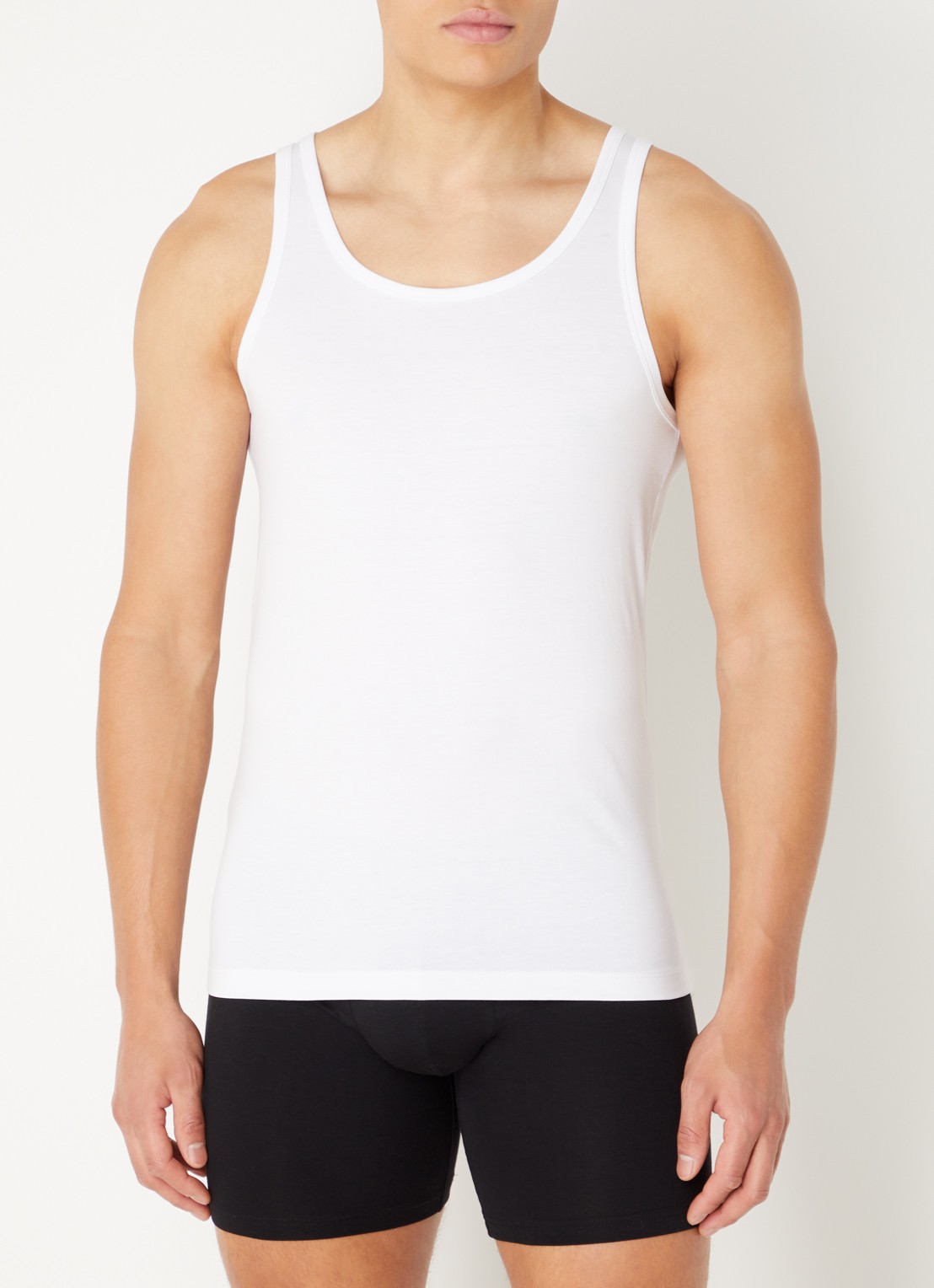Falke Singlet van katoen in 2-pack - detail wit