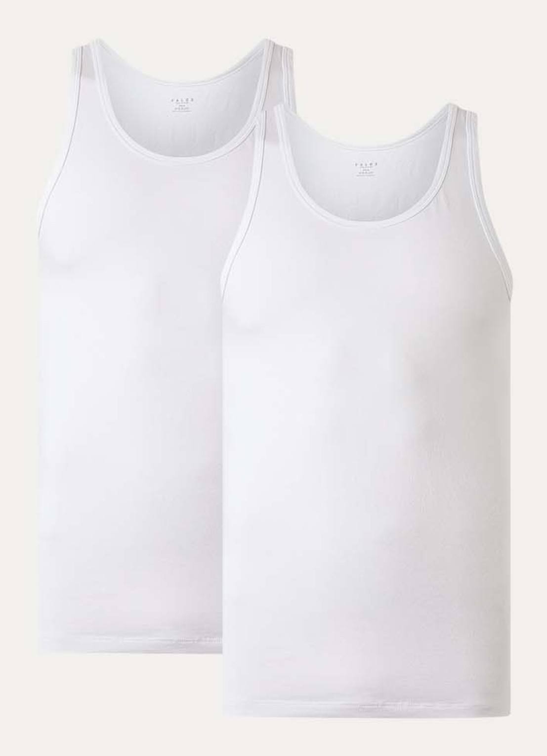 Falke Singlet van katoen in 2-pack - voorkant 2 wit