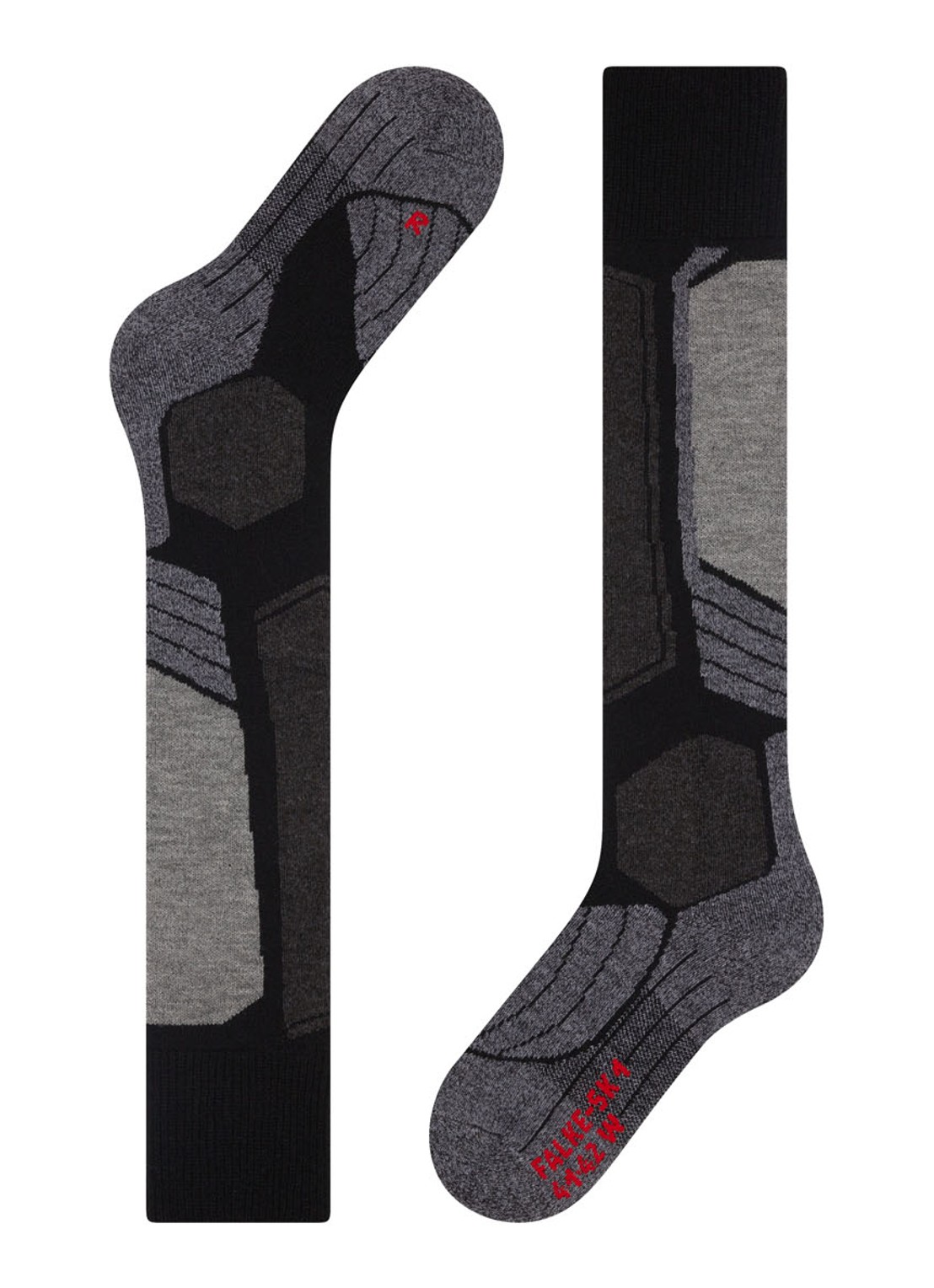 Falke SK1 skisokken in wolblend - detail 2 zwart
