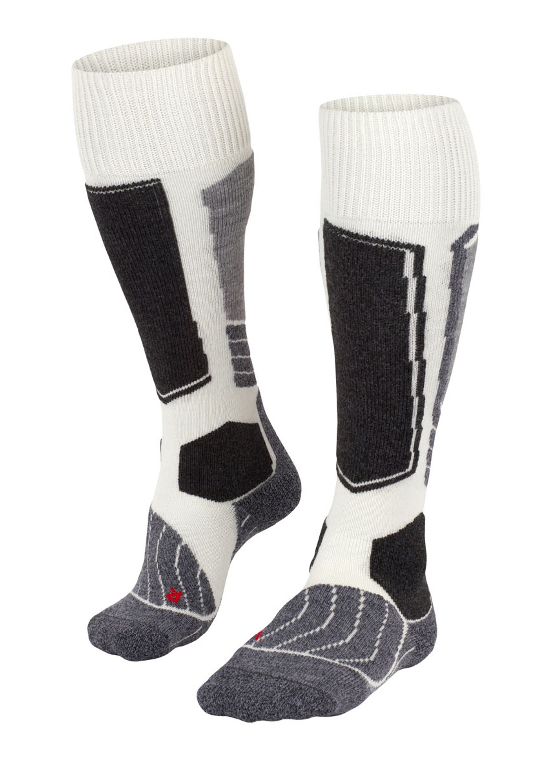 Falke SK1 skisokken in wolblend - voorkant gebroken wit