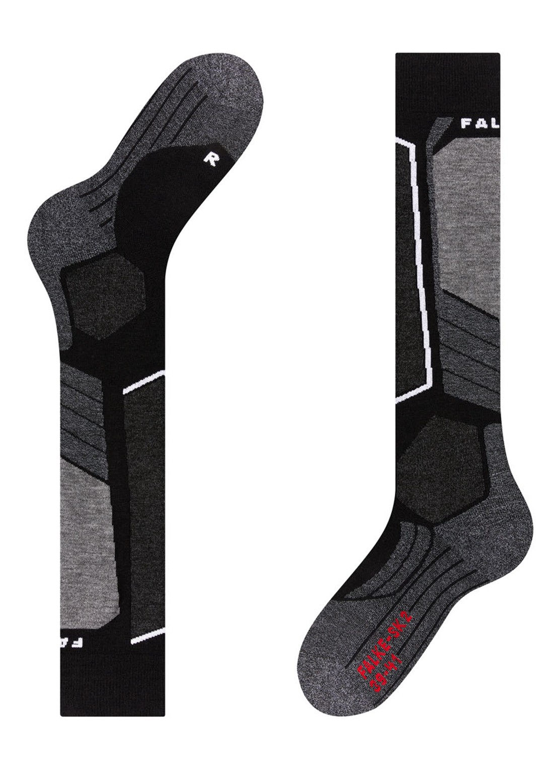 Falke SK2 skisokken in wolblend - detail 4 zwart
