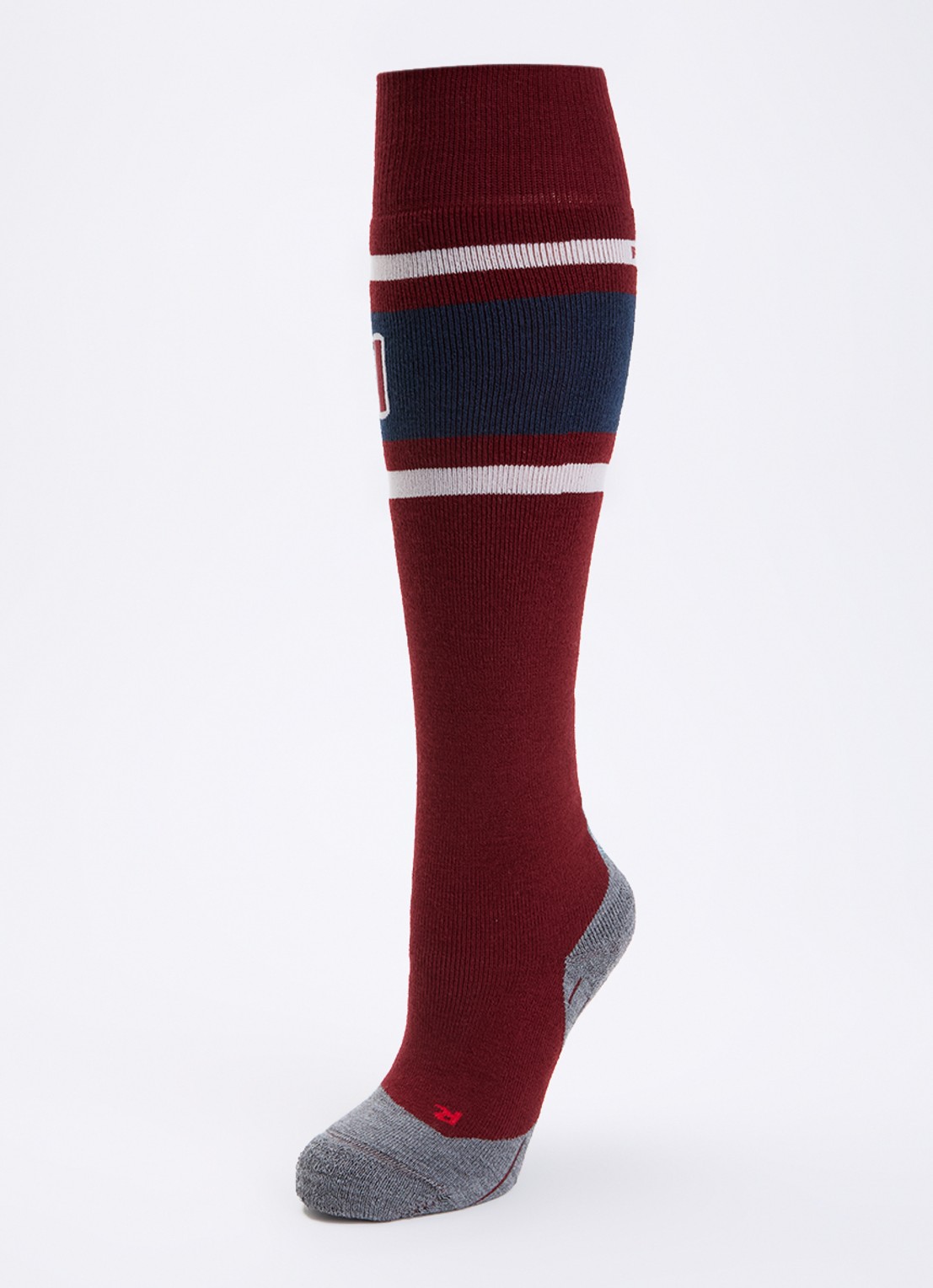 Falke SK2 skisokken in wolblend - detail donkerrood