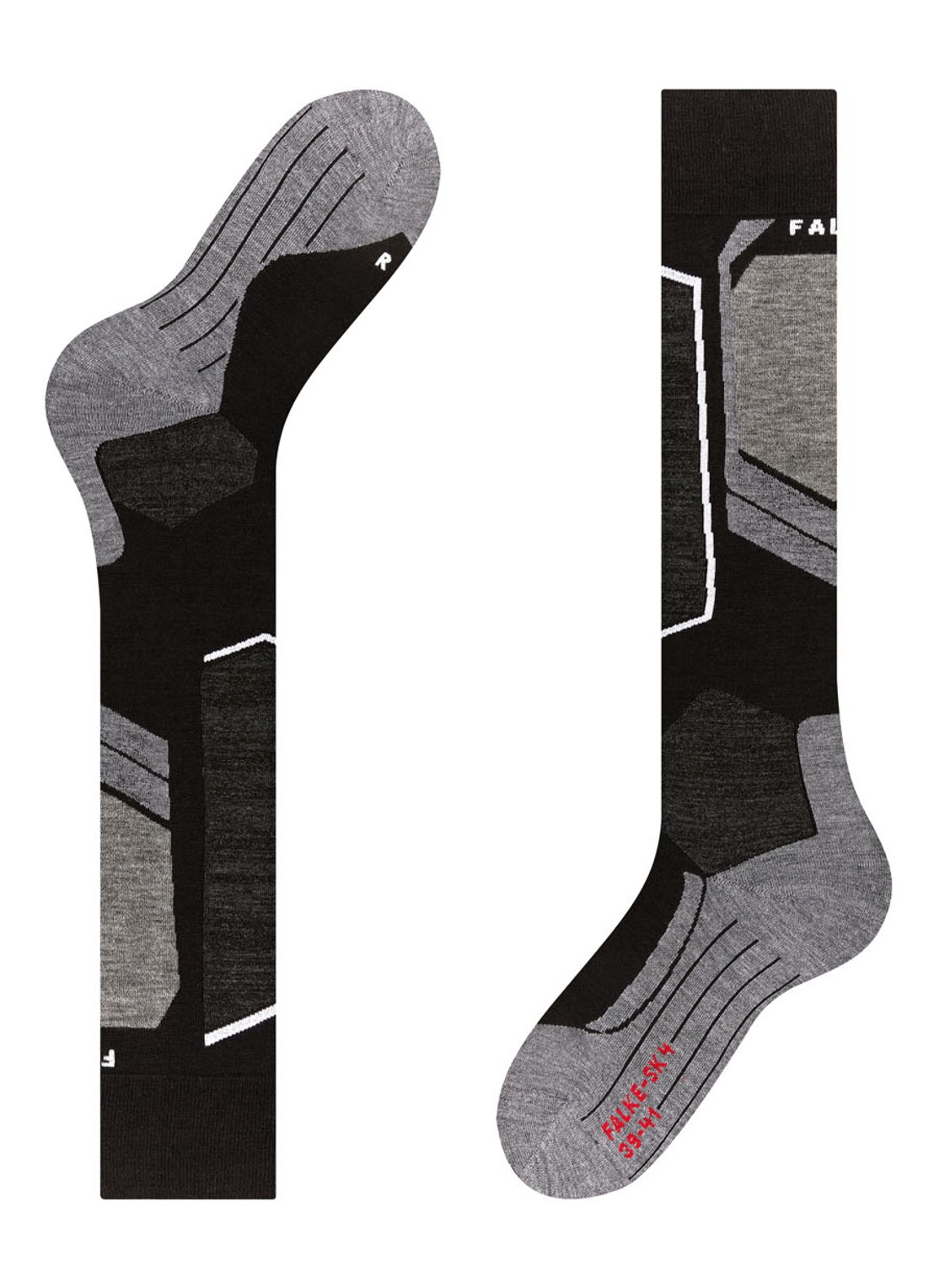 Falke SK4 skisokken in wolblend - detail 4 zwart
