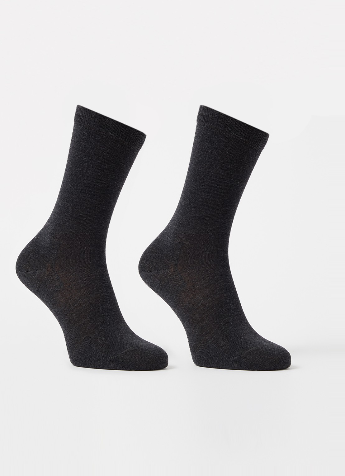 Falke Soft Merino sokken in wolblend in 2-pack  - voorkant 2 antraciet