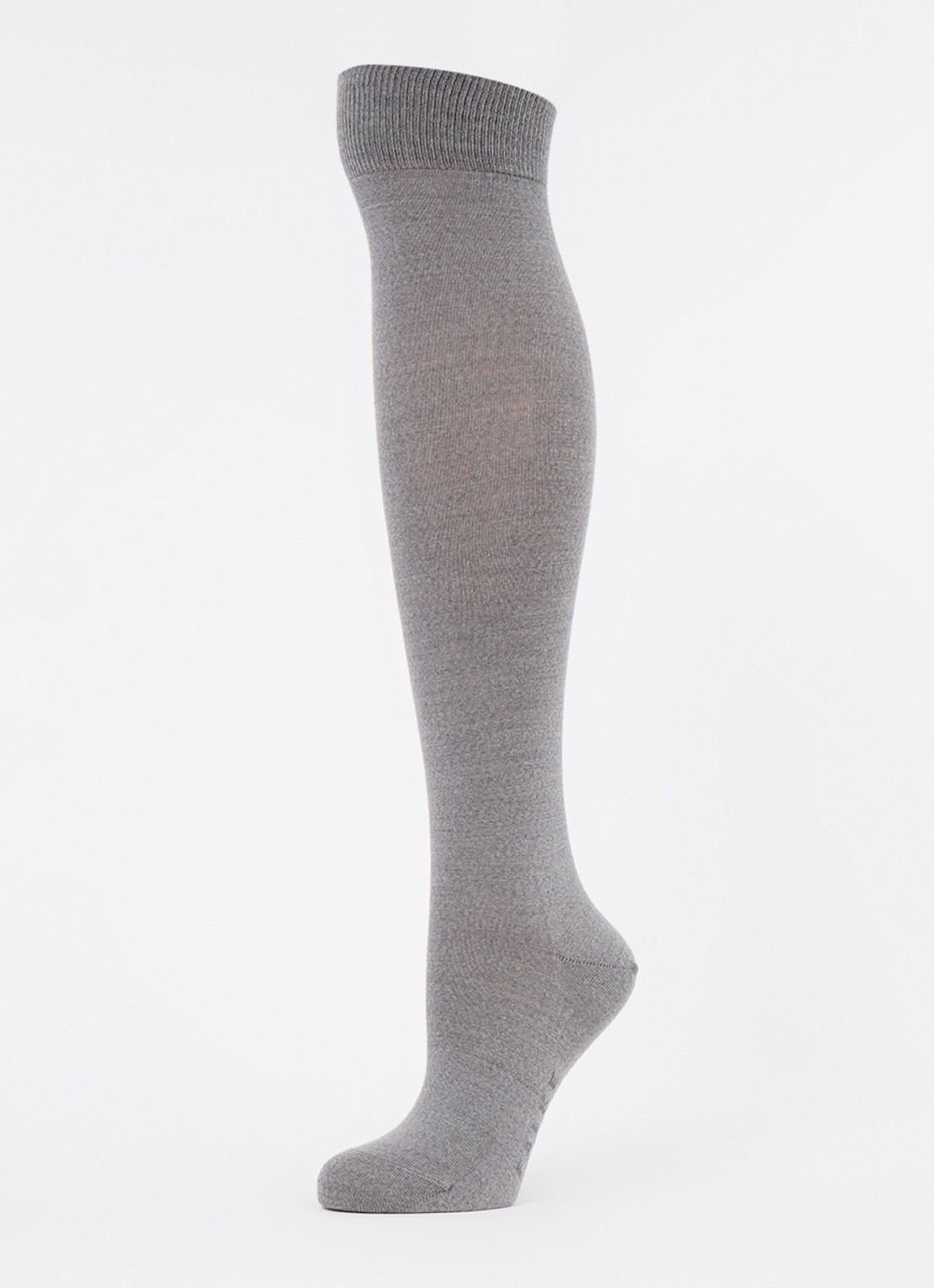 Falke Softmerino kniekousen in scheerwolblend - detail 3 lichtgrijs