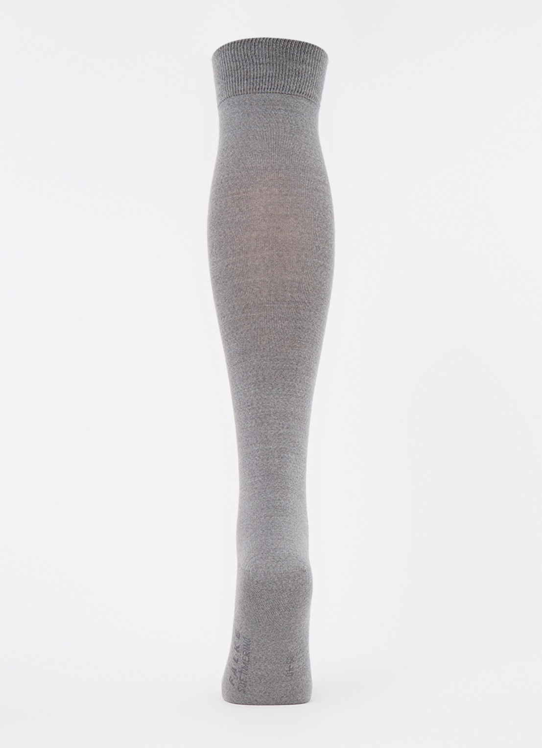 Falke Softmerino kniekousen in scheerwolblend - voorkant 2 lichtgrijs