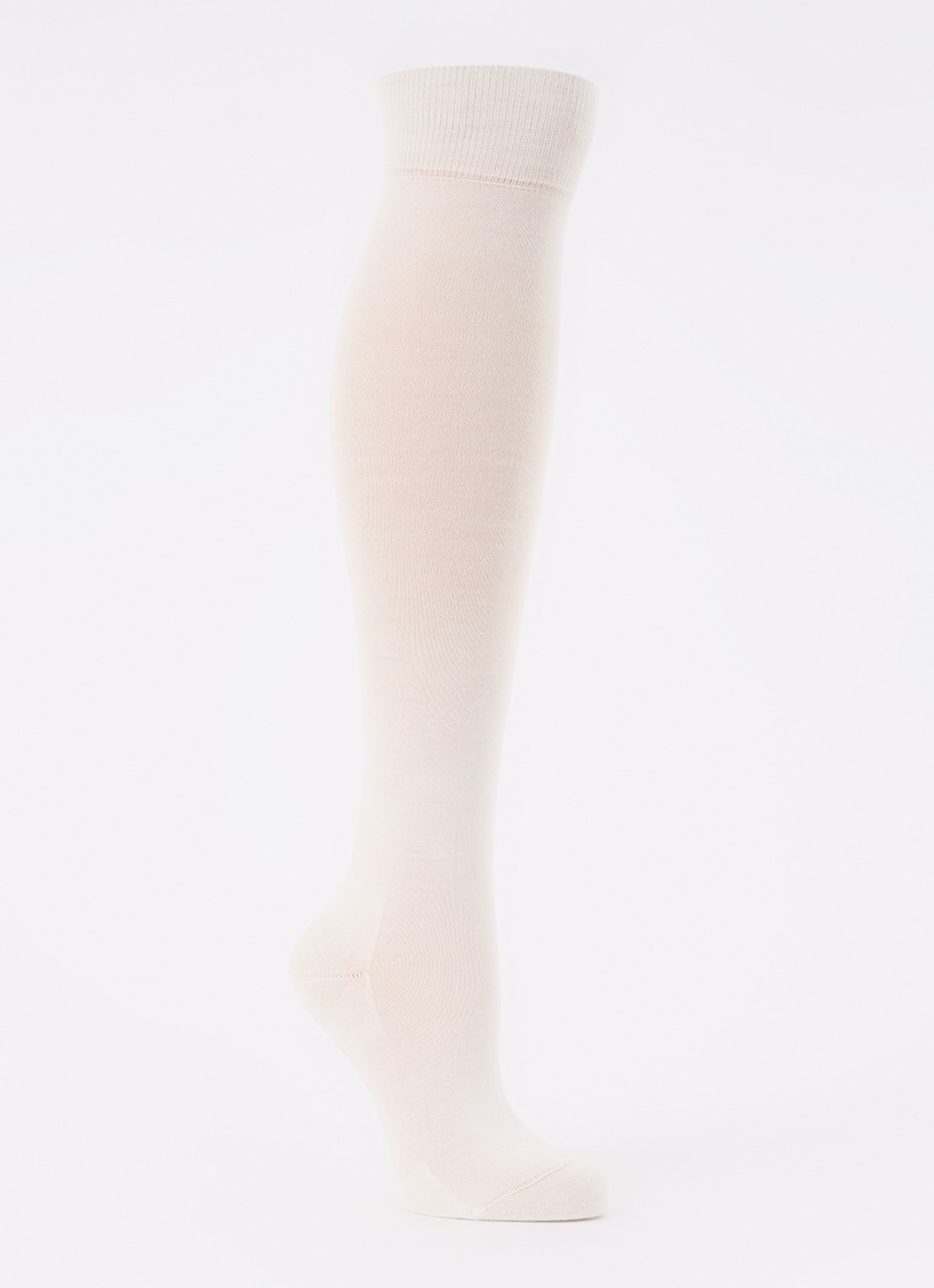 Falke Softmerino kniekousen in scheerwolblend - voorkant 2 gebroken wit