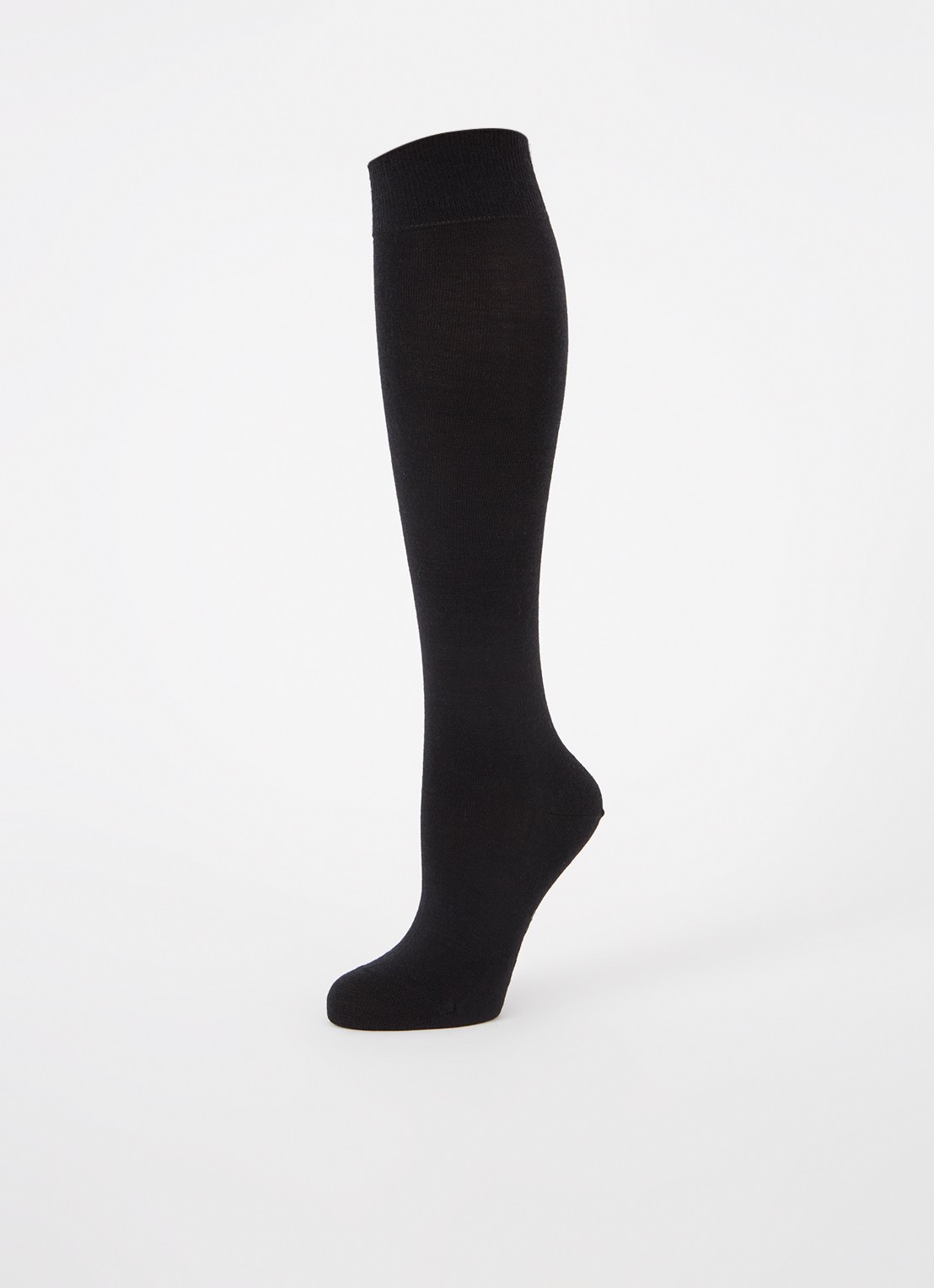 Falke Softmerino kniekousen in wolblend - detail 3 zwart