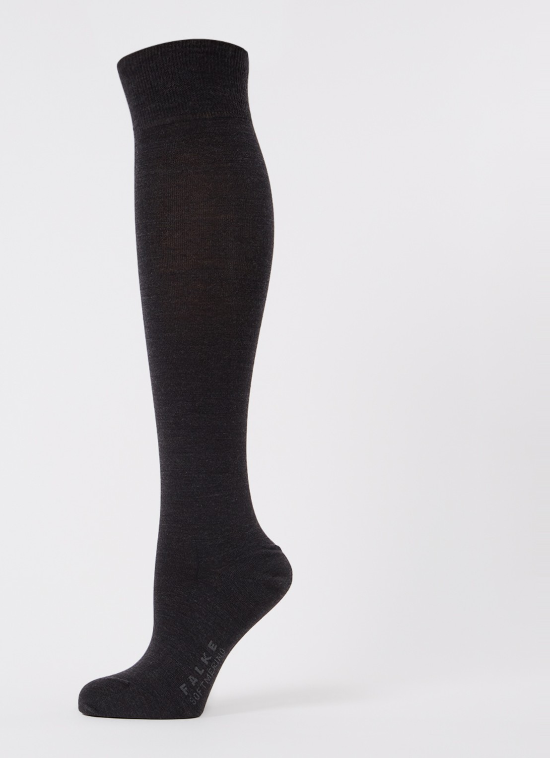 Falke Softmerino kniekousen in wolblend - detail antraciet