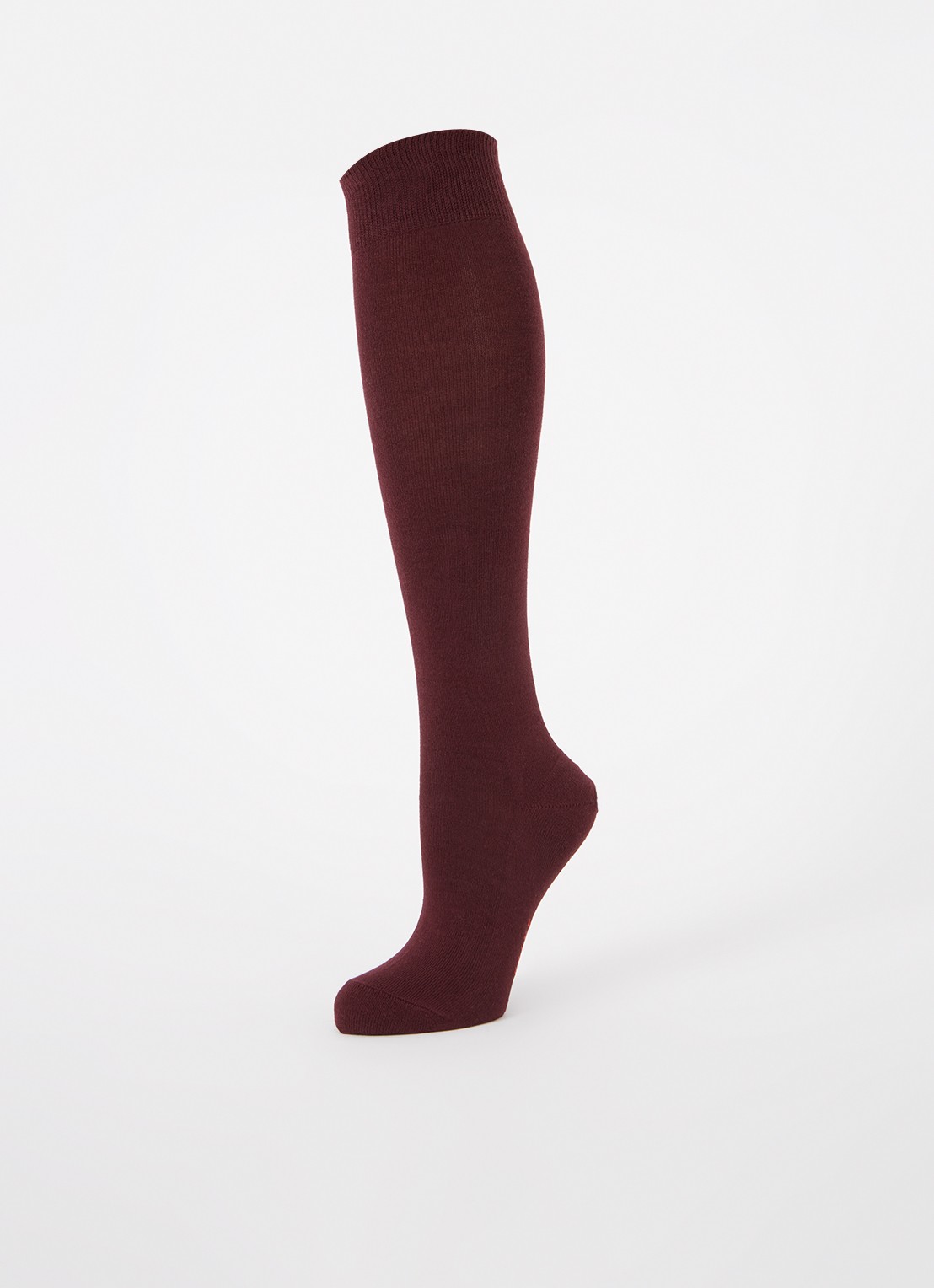 Falke Softmerino kniekousen in wolblend - detail bordeauxrood