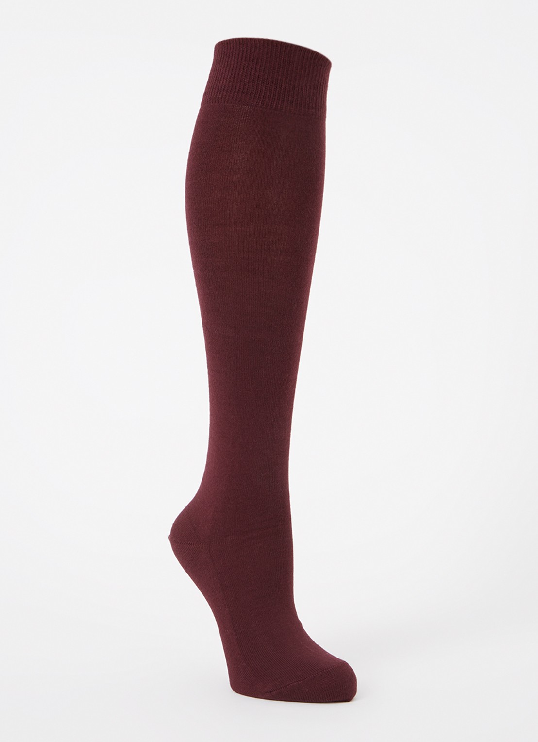 Falke Softmerino kniekousen in wolblend - voorkant 2 bordeauxrood