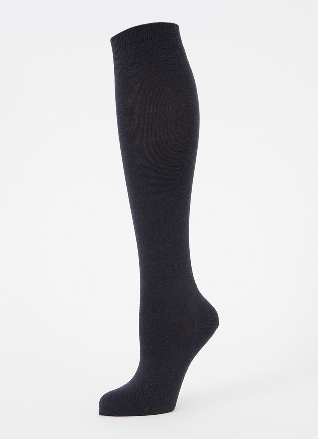 Falke Softmerino kniekousen in wolblend - detail 3 donkerblauw