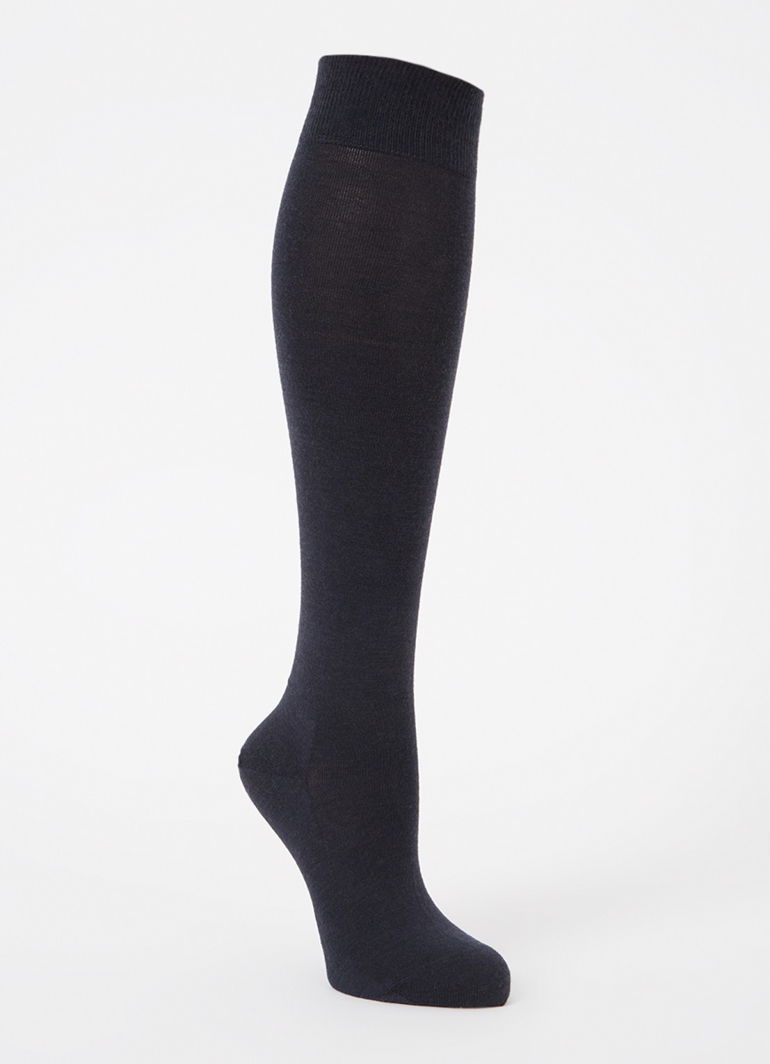 Falke Softmerino kniekousen in wolblend - voorkant donkerblauw