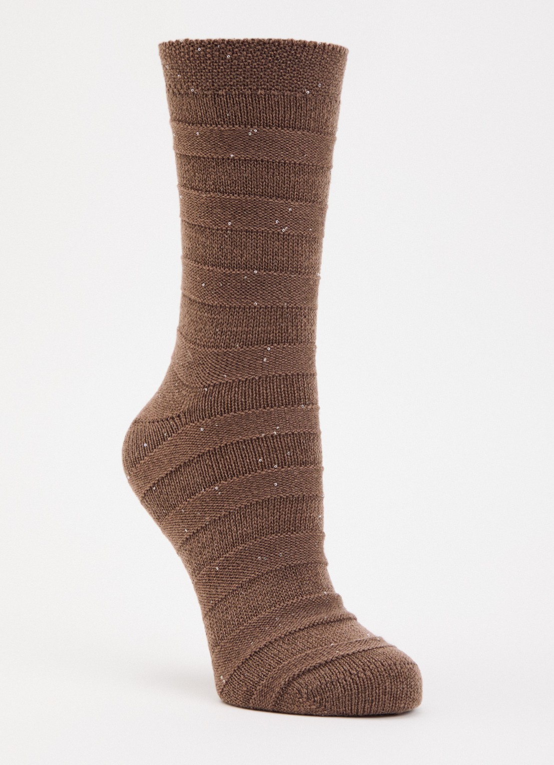 Falke Sparkle Stripes sokken in wolblend  - voorkant bruin