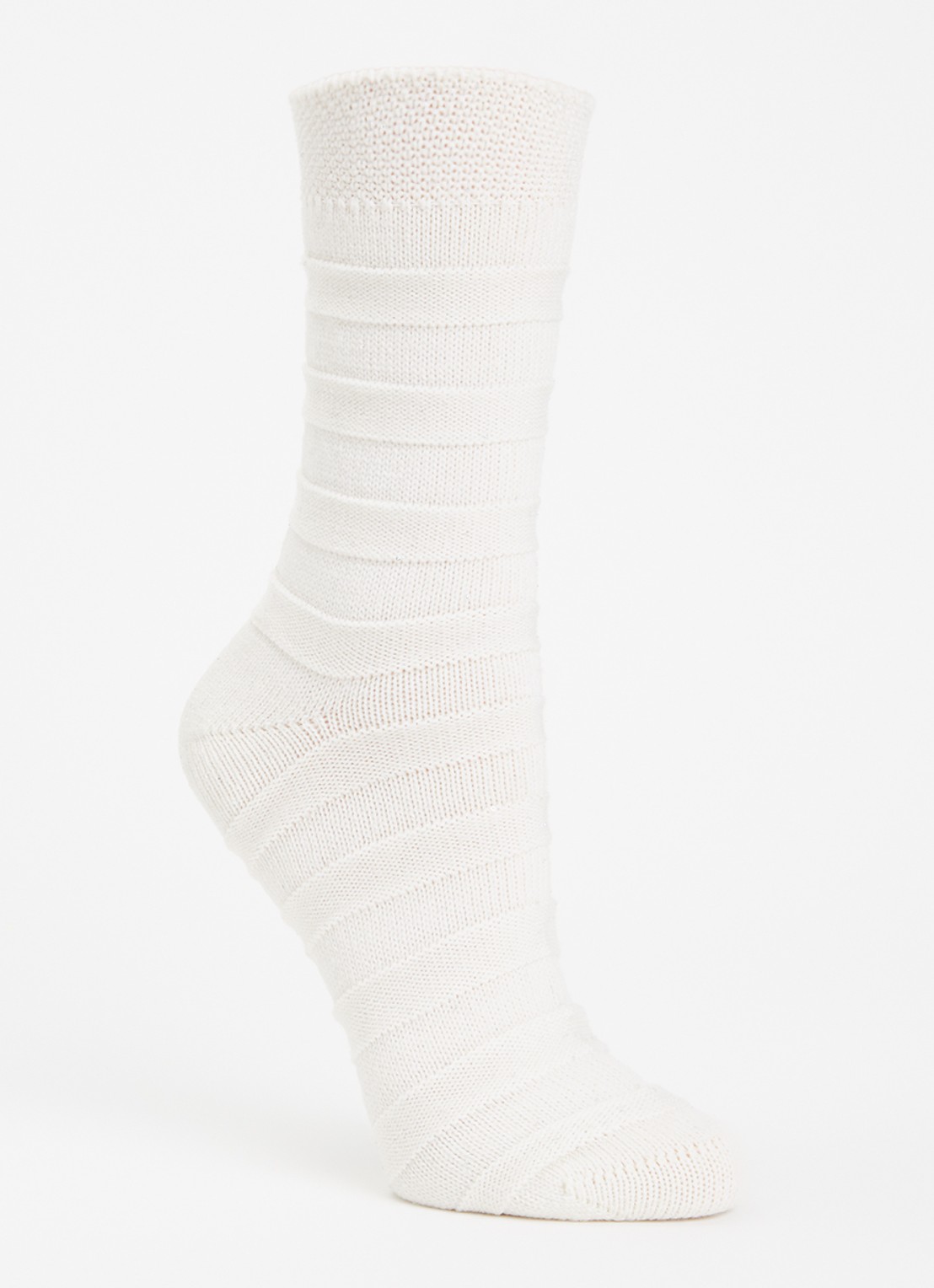 Falke Sparkle Stripes sokken in wolblend  - voorkant gebroken wit