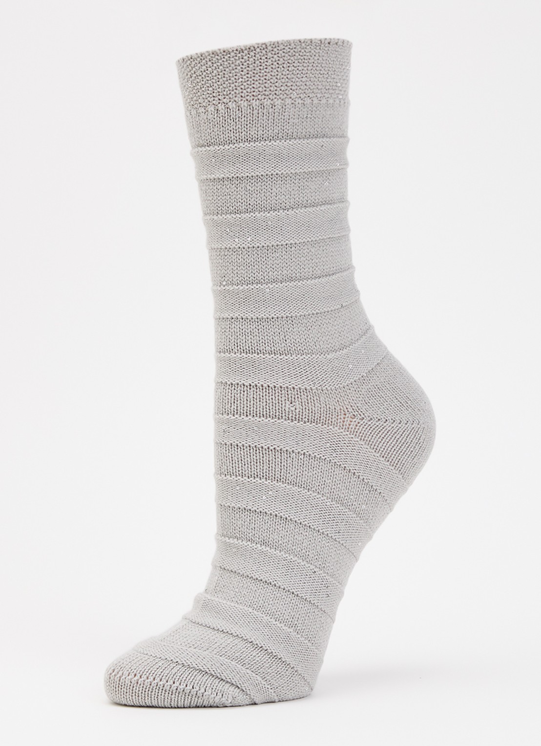 Falke Sparkle Stripes sokken in wolblend  - detail grijs