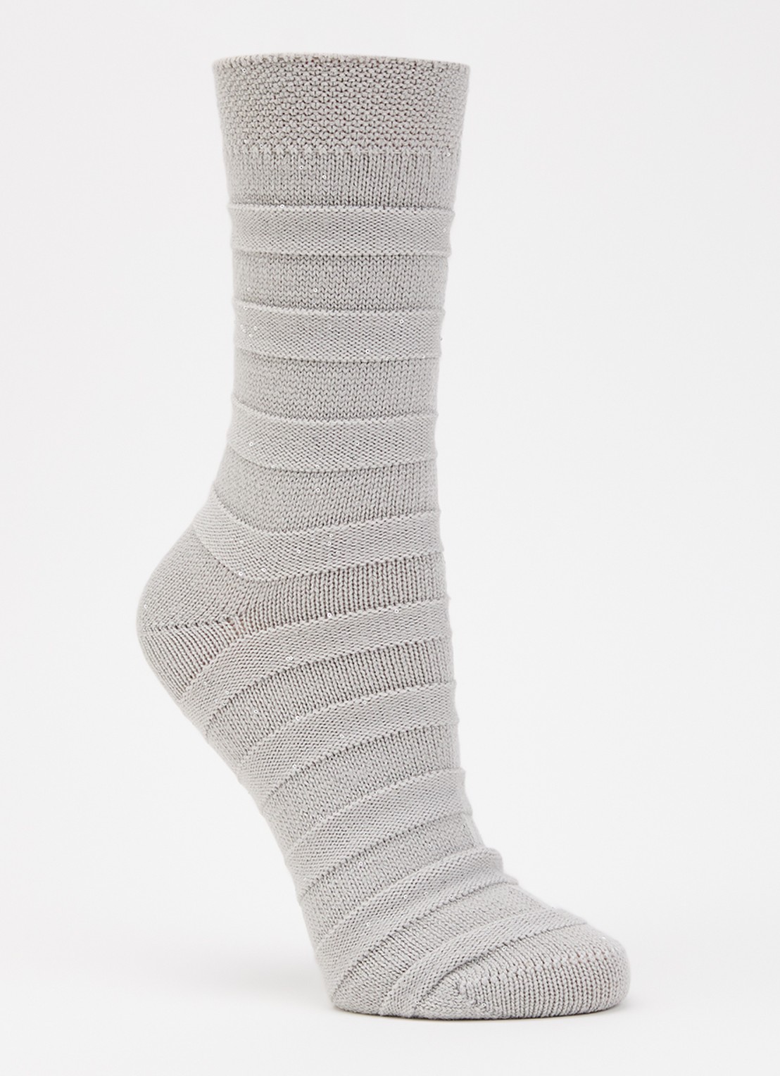 Falke Sparkle Stripes sokken in wolblend  - voorkant 2 grijs