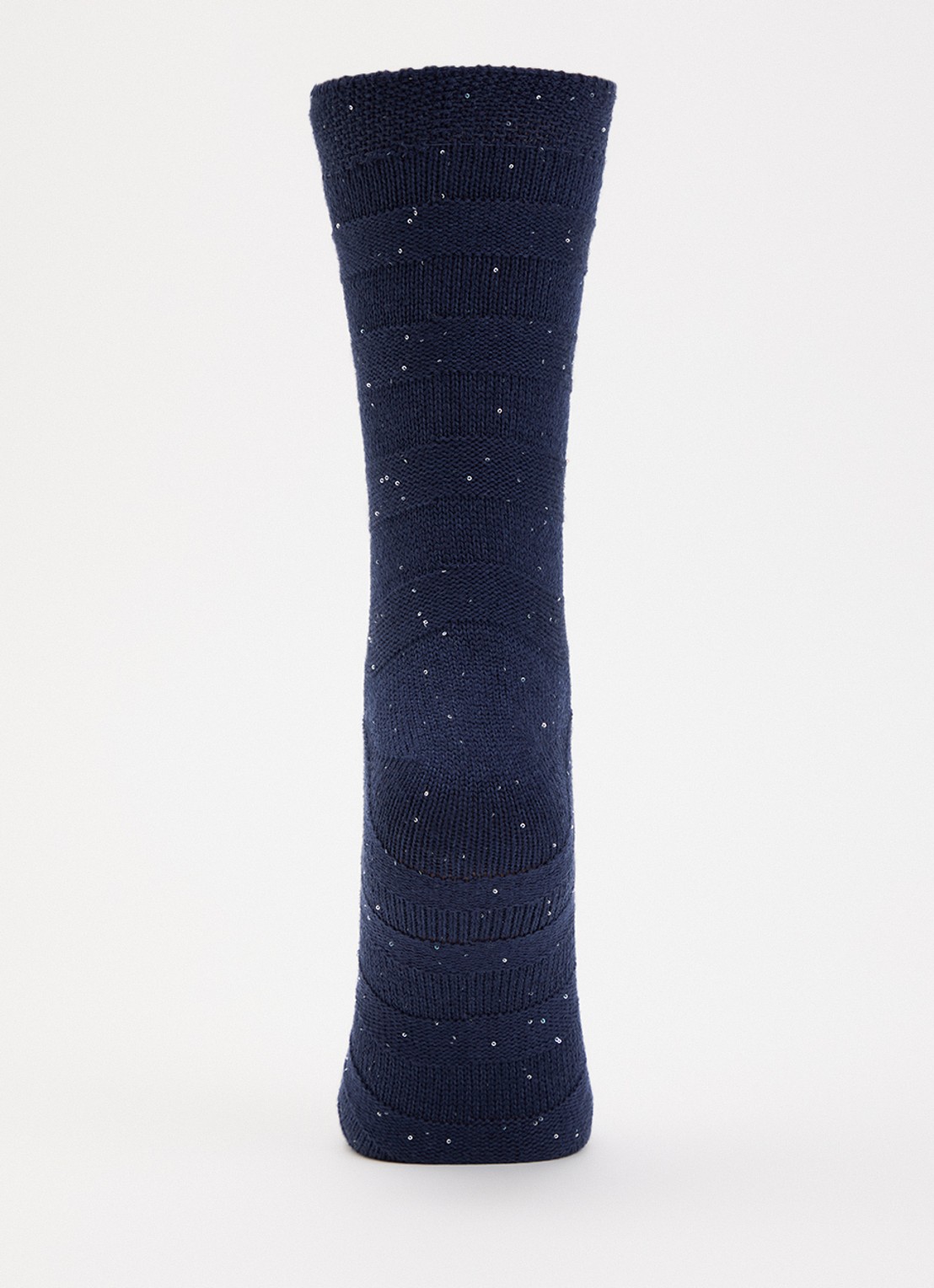 Falke Sparkle Stripes sokken in wolblend  - voorkant 3 donkerblauw