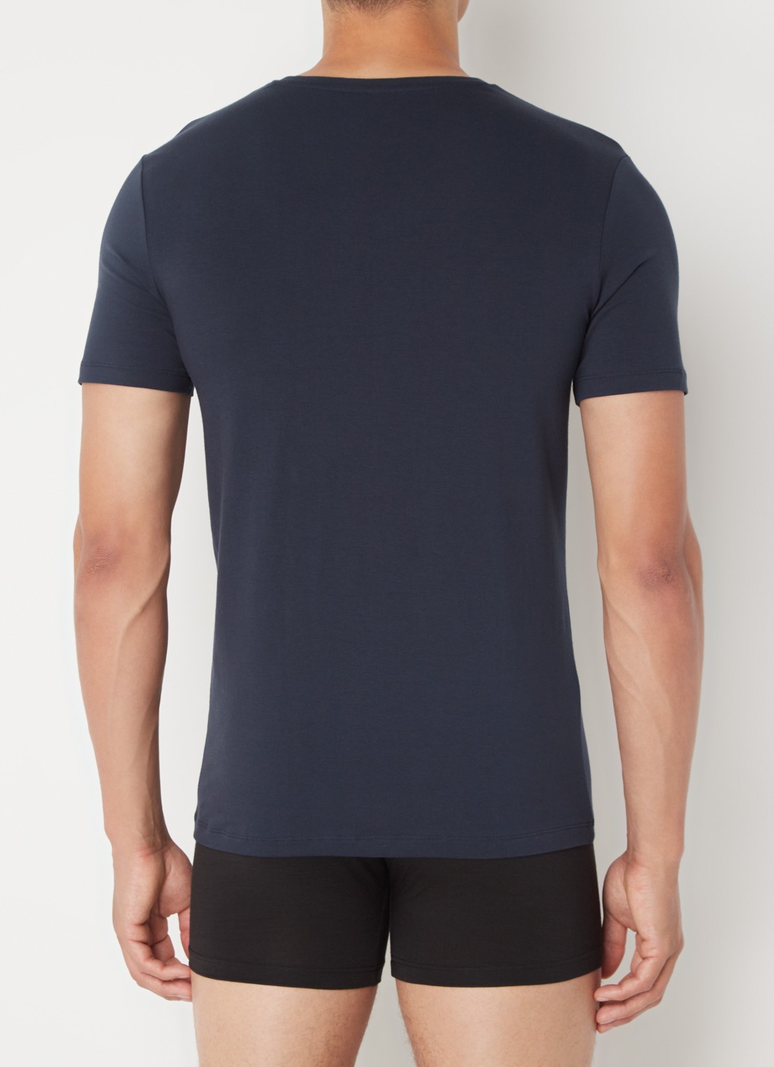 Falke T-shirt met V-hals in 2-pack - achterkant 3 donkerblauw