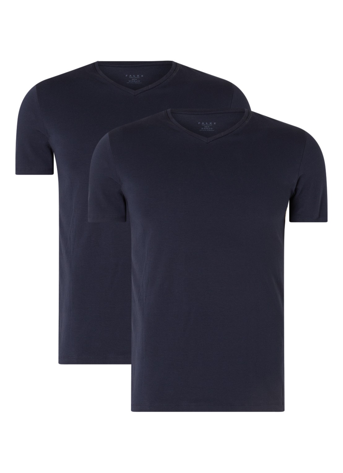 Falke T-shirt met V-hals in 2-pack - voorkant donkerblauw