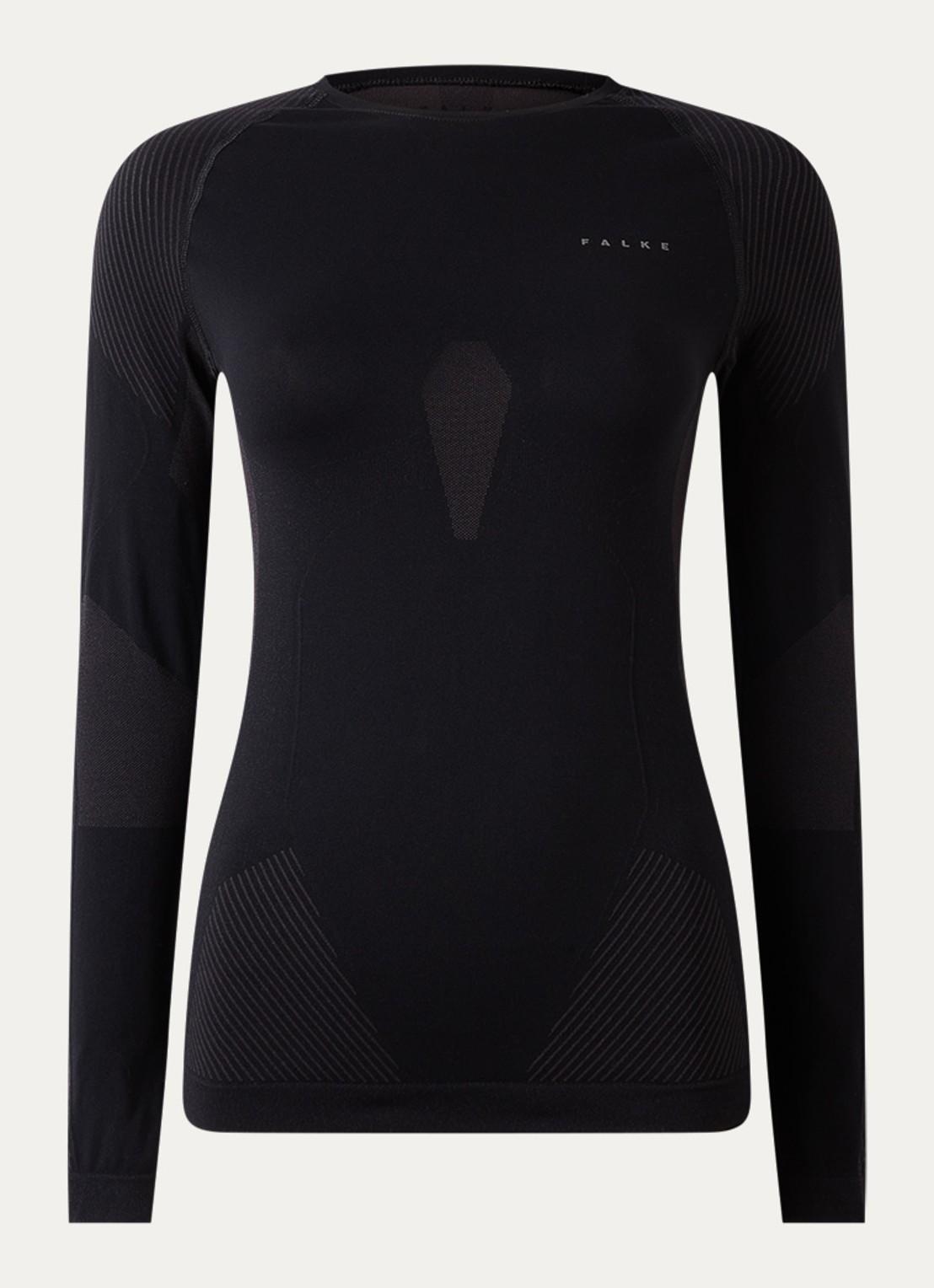 Falke Trainings longsleeve met ronde hals - voorkant zwart