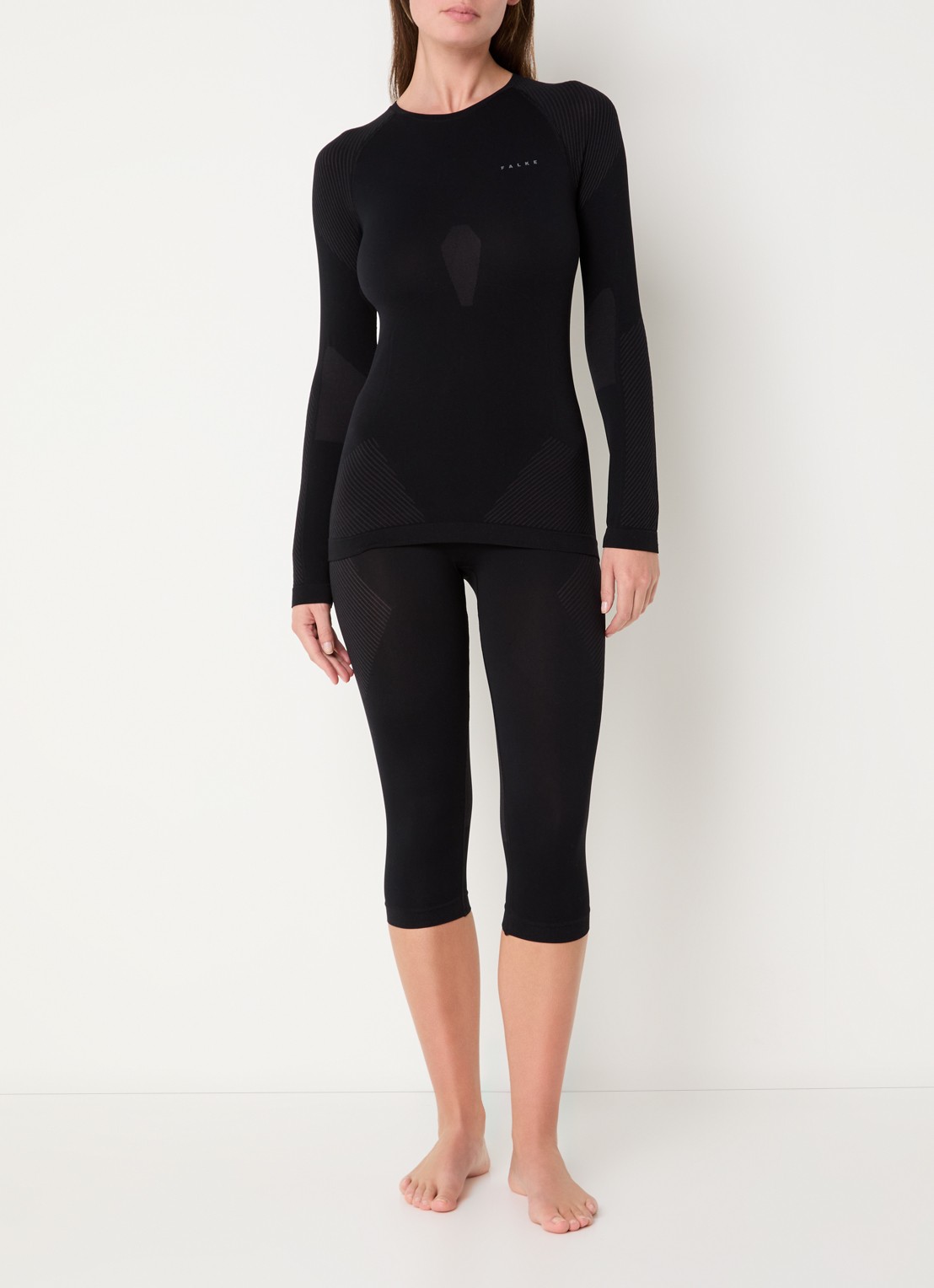 Falke Trainings longsleeve met ronde hals - voorkant 2 zwart