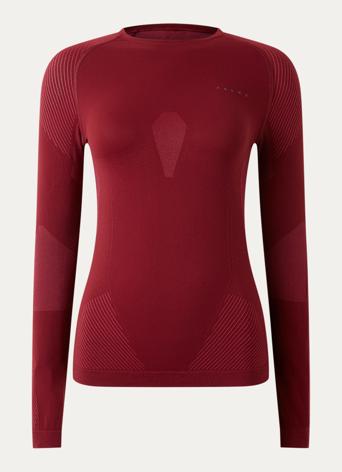 Falke Trainings longsleeve met ronde hals - voorkant 3 bordeauxrood