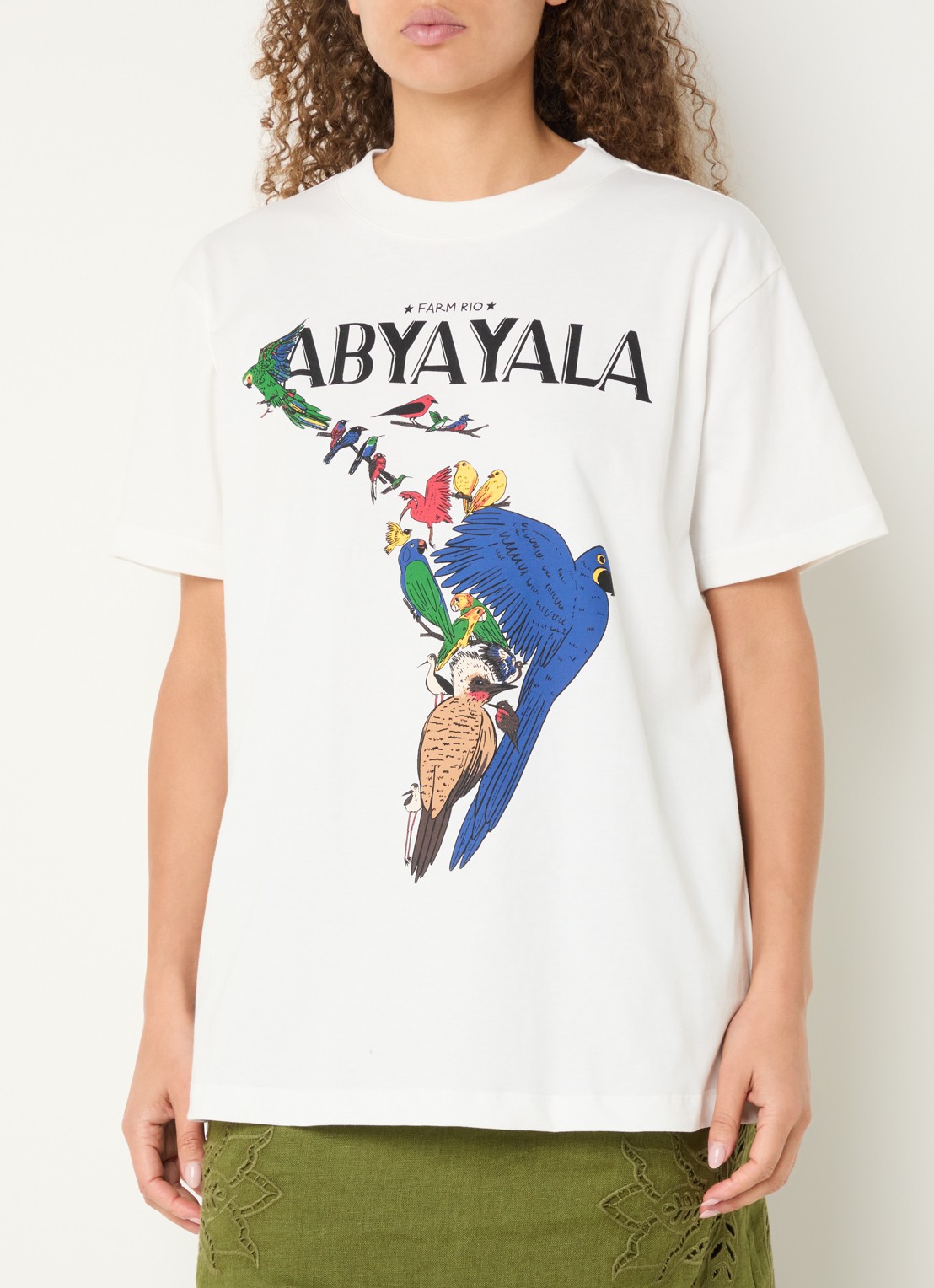 Farm Rio Abya T-shirt met print - detail gebroken wit