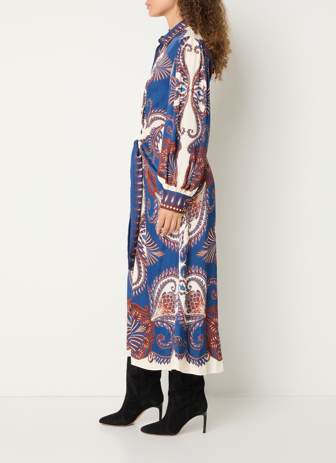 Farm Rio Arabesque maxi jurk met print - voorkant 4 indigo