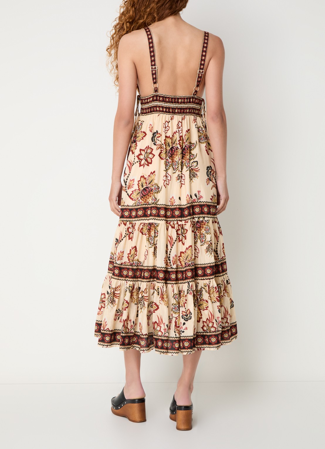 Farm Rio Aura midi jurk met bloemenprint - achterkant 4 creme